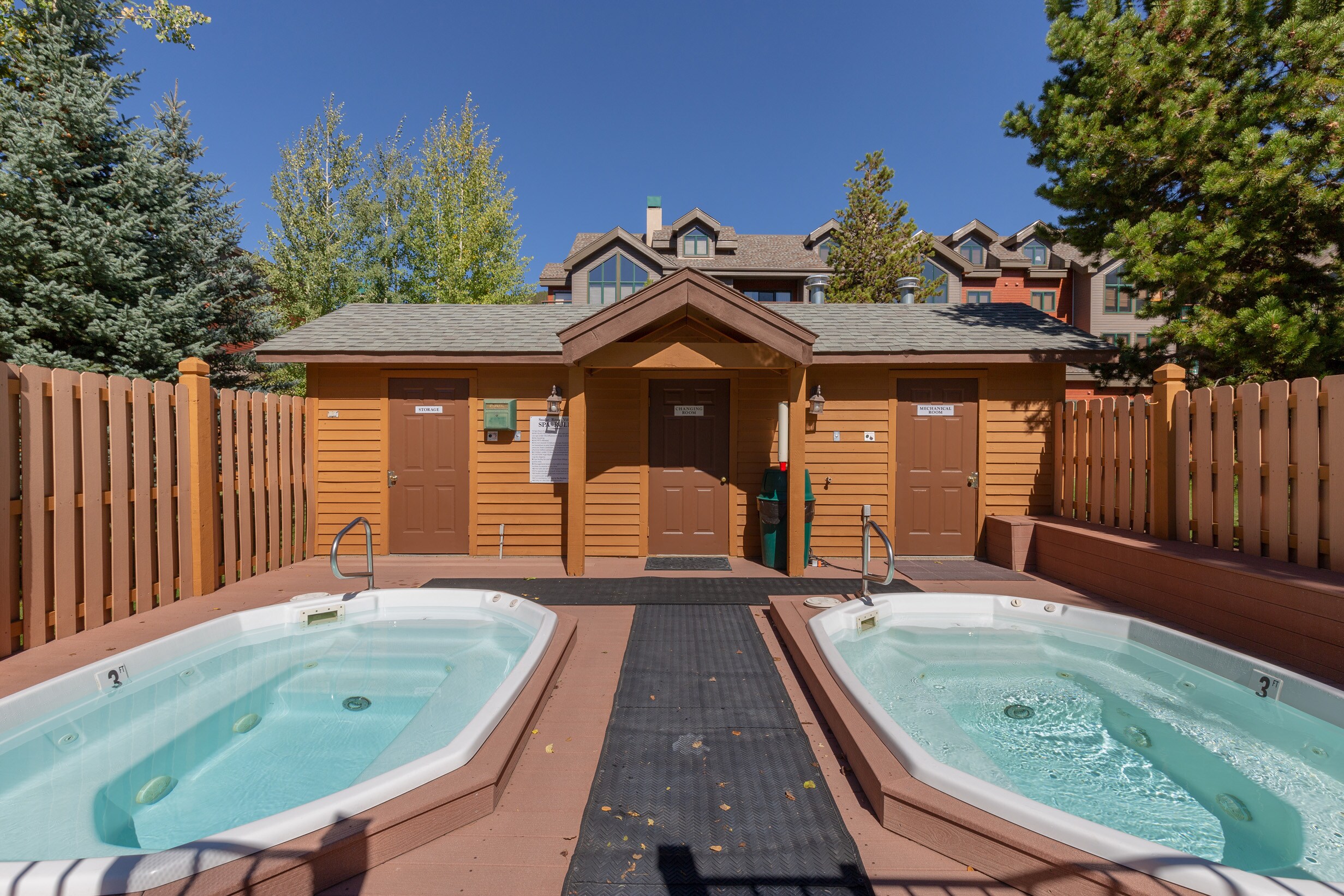 Shared hot tubs for guest use. 