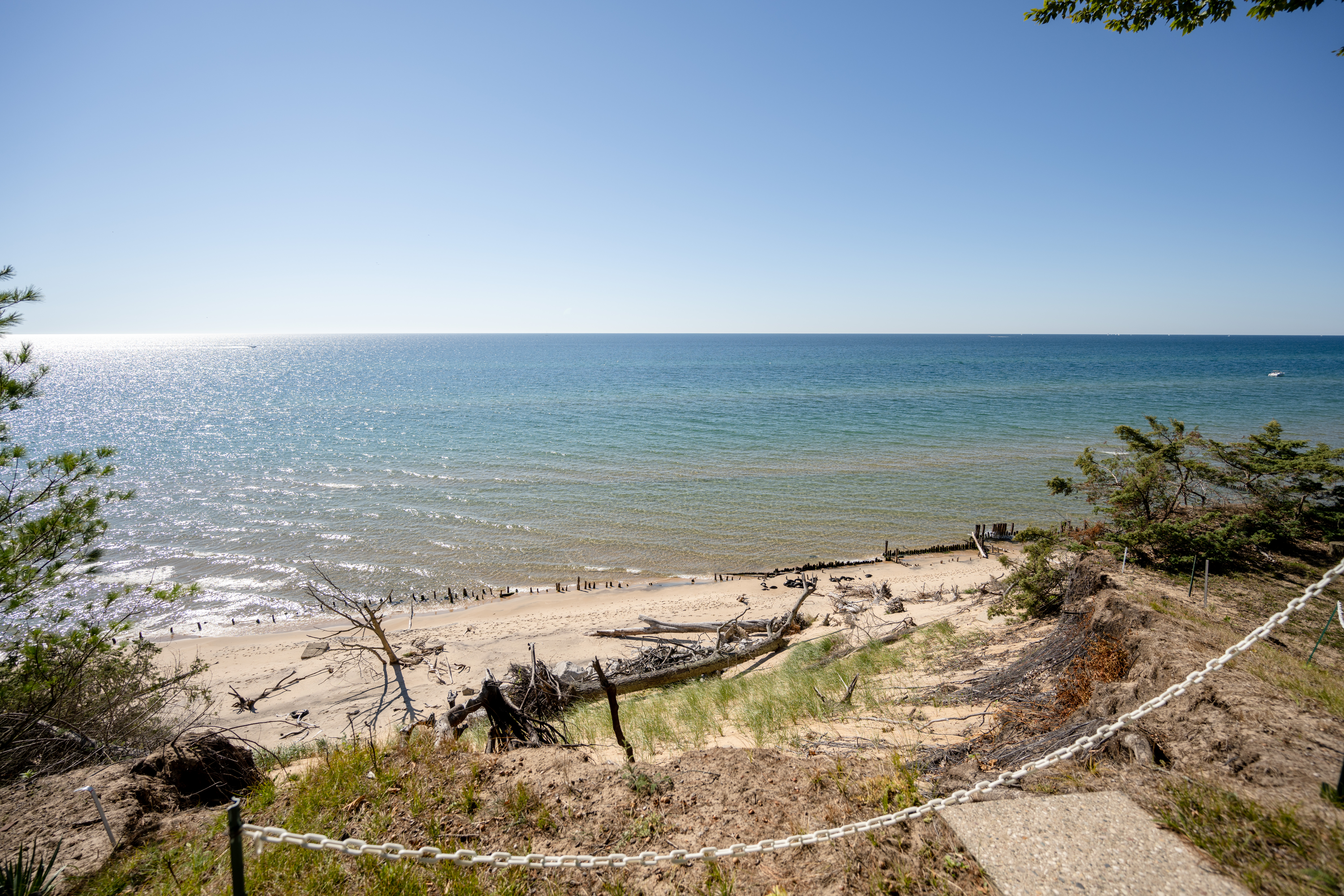 Please note that Lake Michigan water levels are ever-changing, beach size can vary from day-to-day.