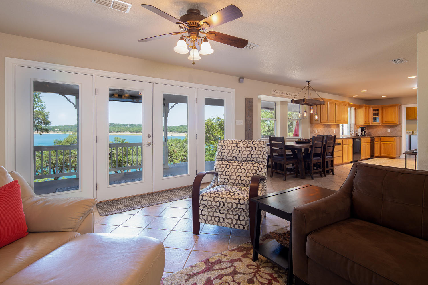 open dining room and kitchen also offer another opportunity to soak in the scenery! 