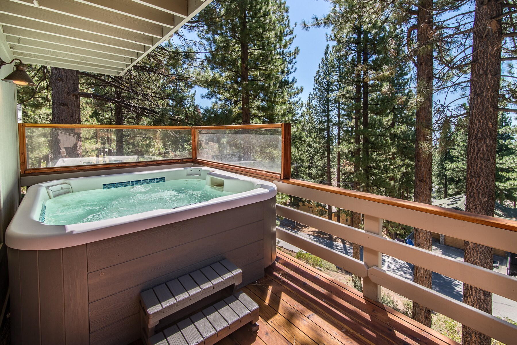 A hot tub on a crisp night among the trees? Yes, please.