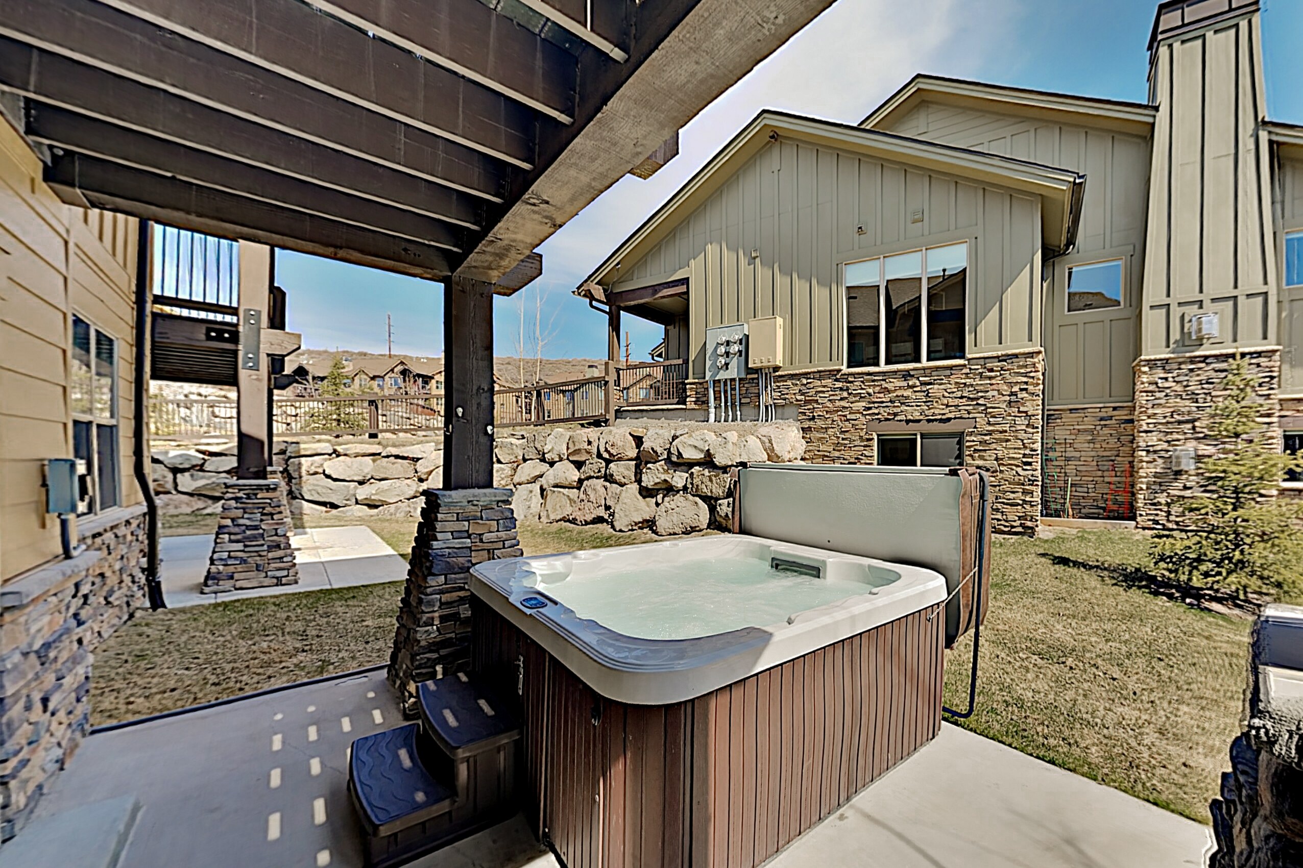 After a day on the mountain, take a dip in the private 6-person hot tub.