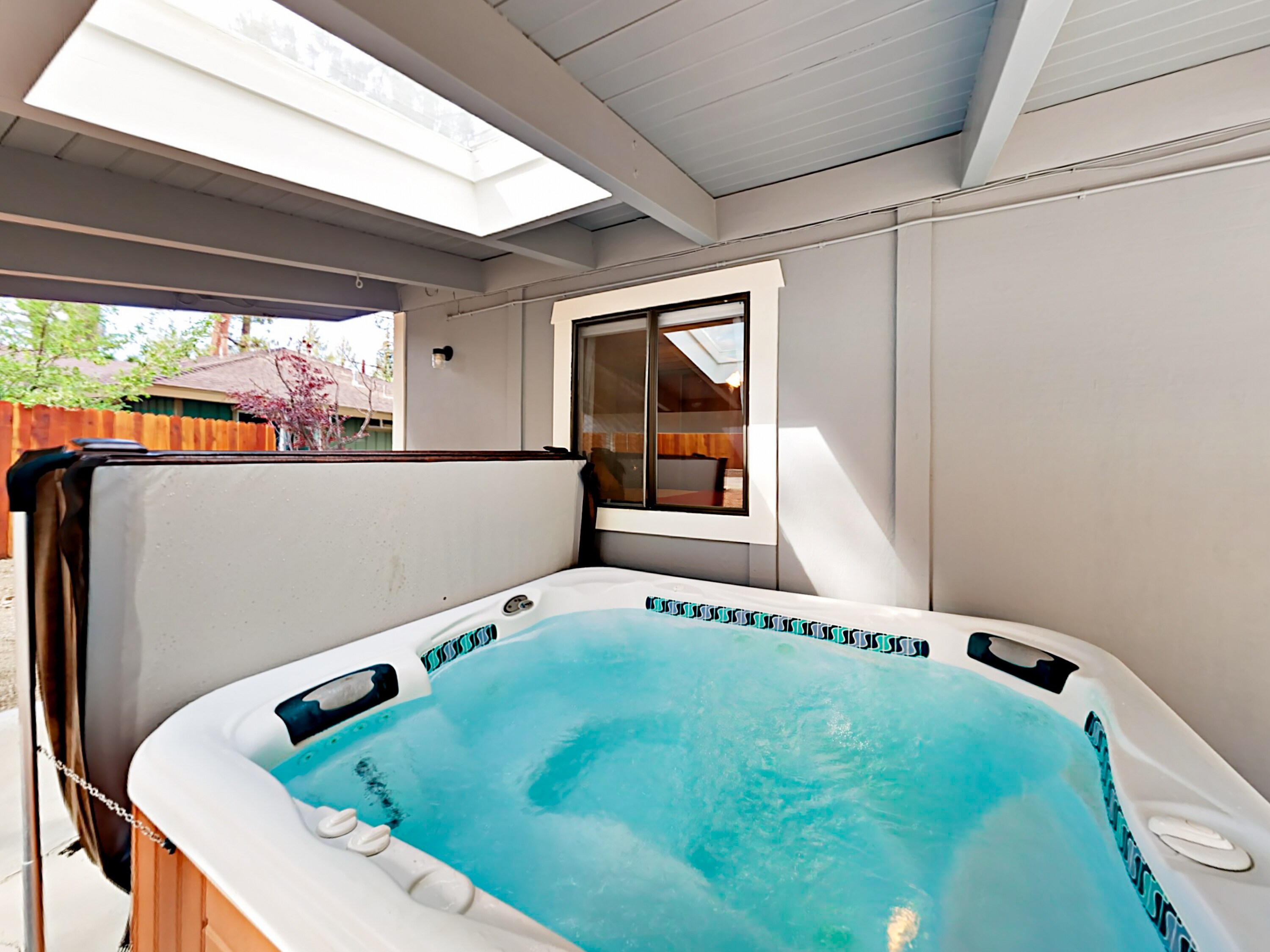 After a fun-filled day of outdoor adventures, take an indulgent soak in the private hot tub.