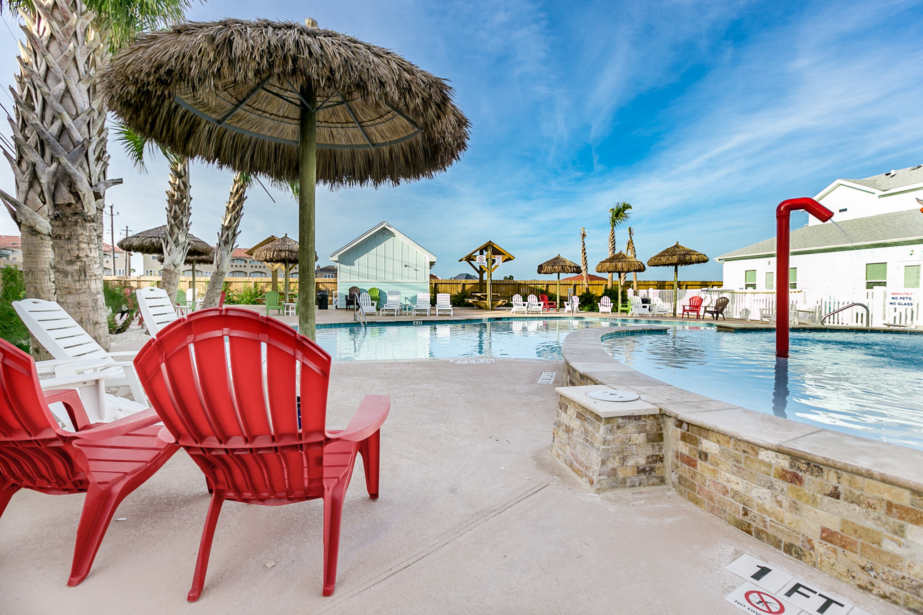 Float in the on-site shared pool, open year-round.