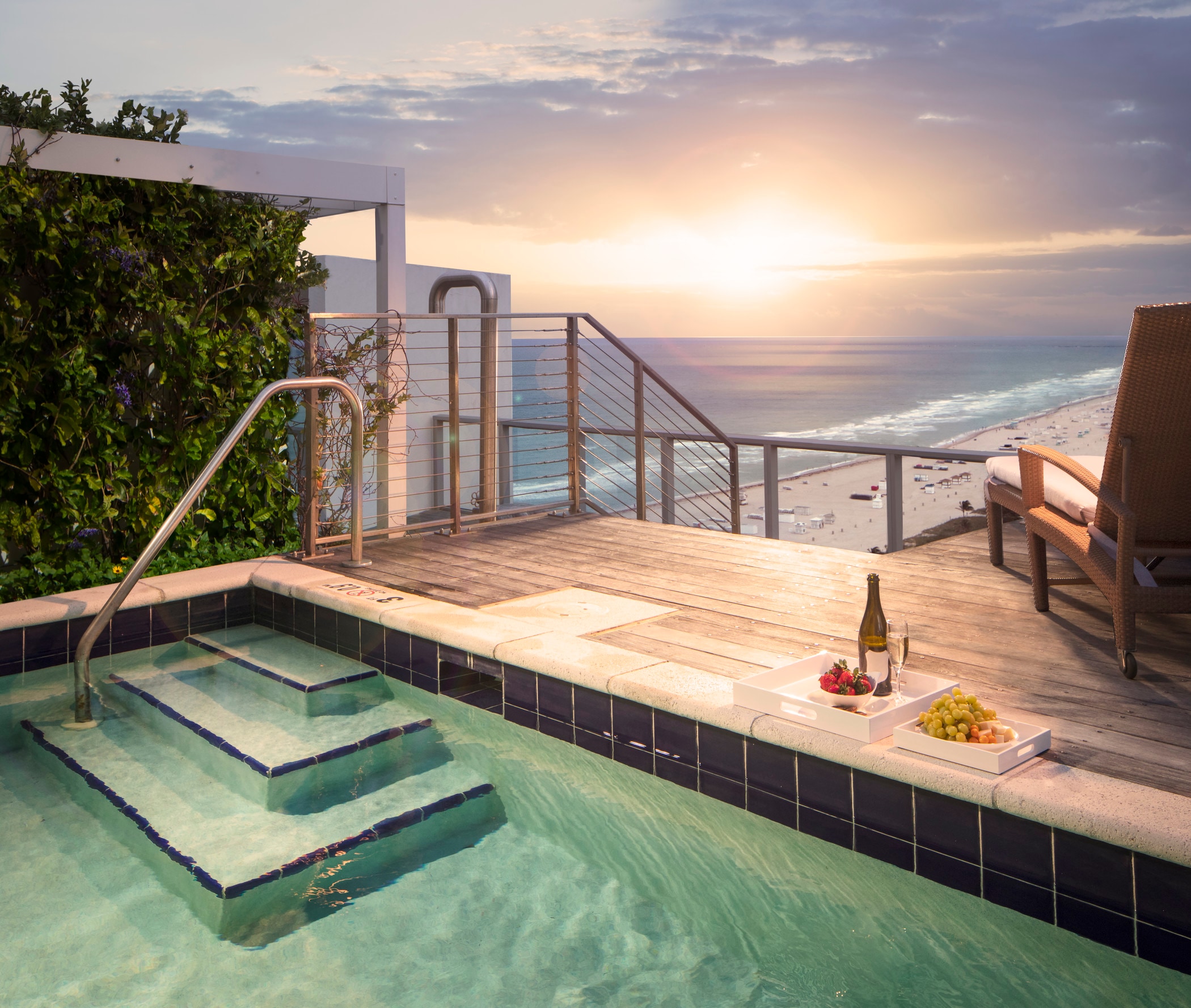 Rootop pool on balcony with ocean view
