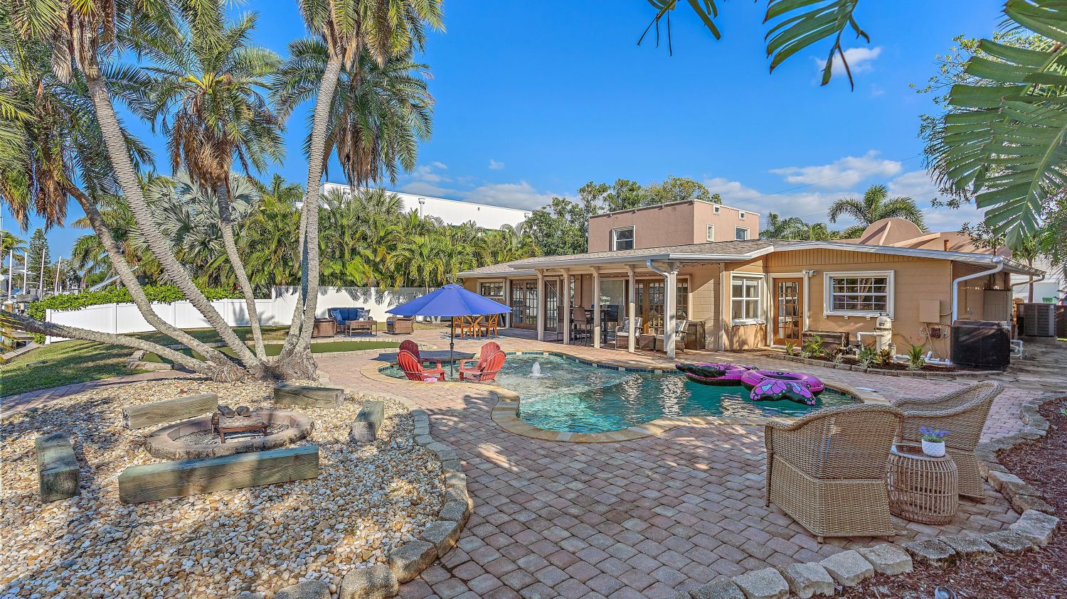 Backyard Oasis - Private backyard with pool, fire pit and outdoor seating.