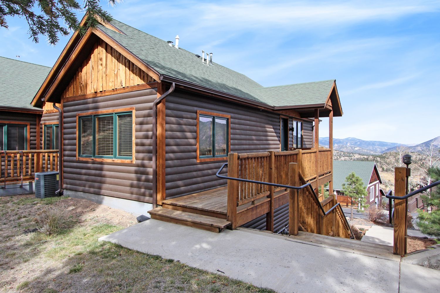 NO Parking Back here - Condo opens up to breathtaking views of Estes Park, Mary's Lake, and Rocky Mountain National Park. Must walk up to this unit and it has 37 stairs from parking lot to door.