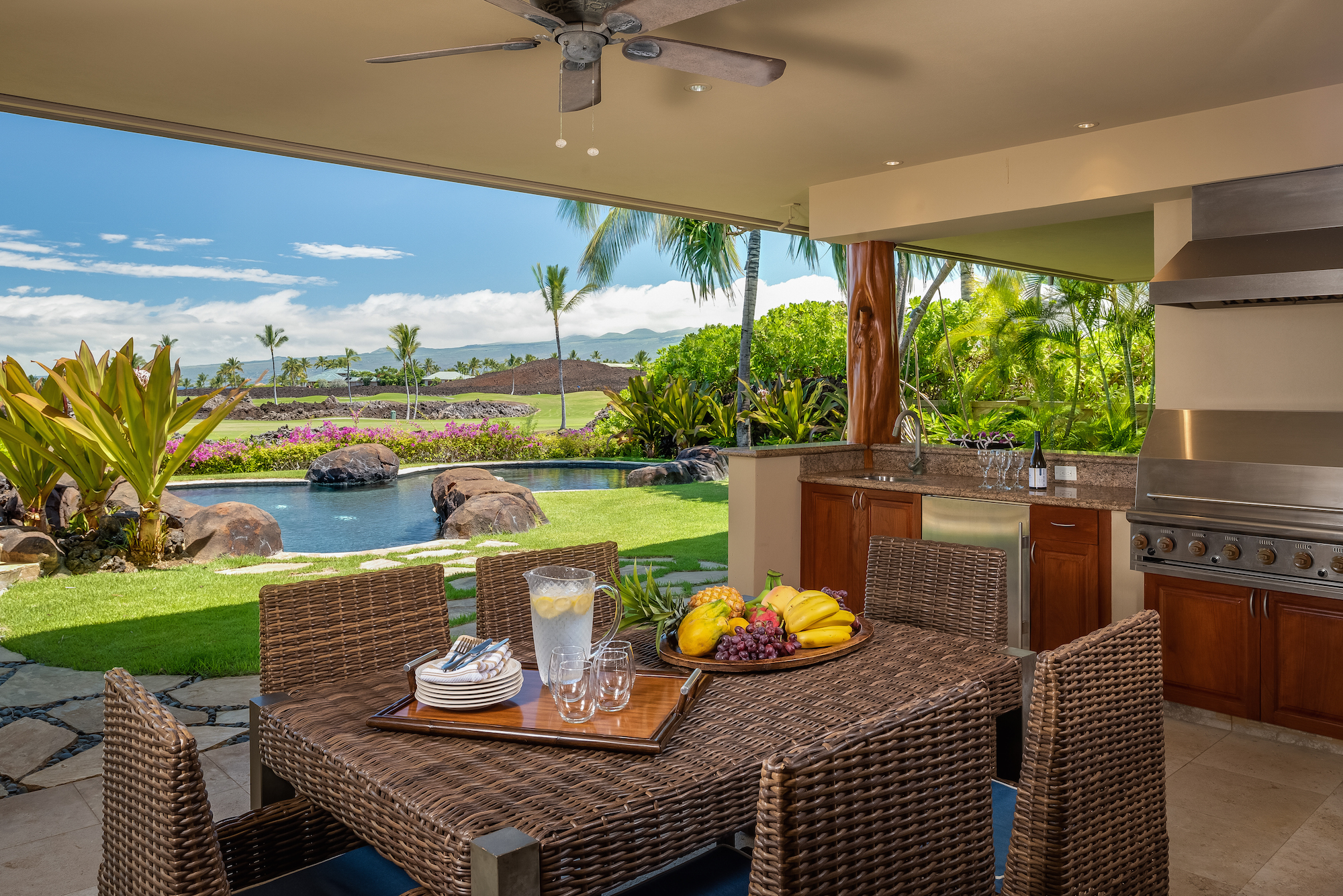 Main Lanai Off Living Room w/ Gas Grill, Wet Bar and Dining for Six