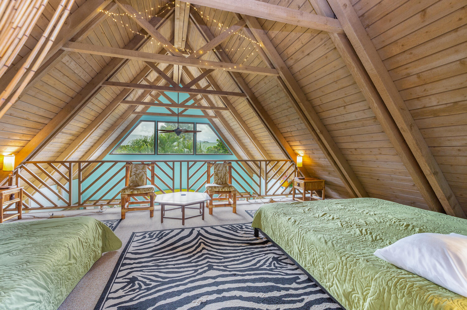 Two king size beds in the loft area