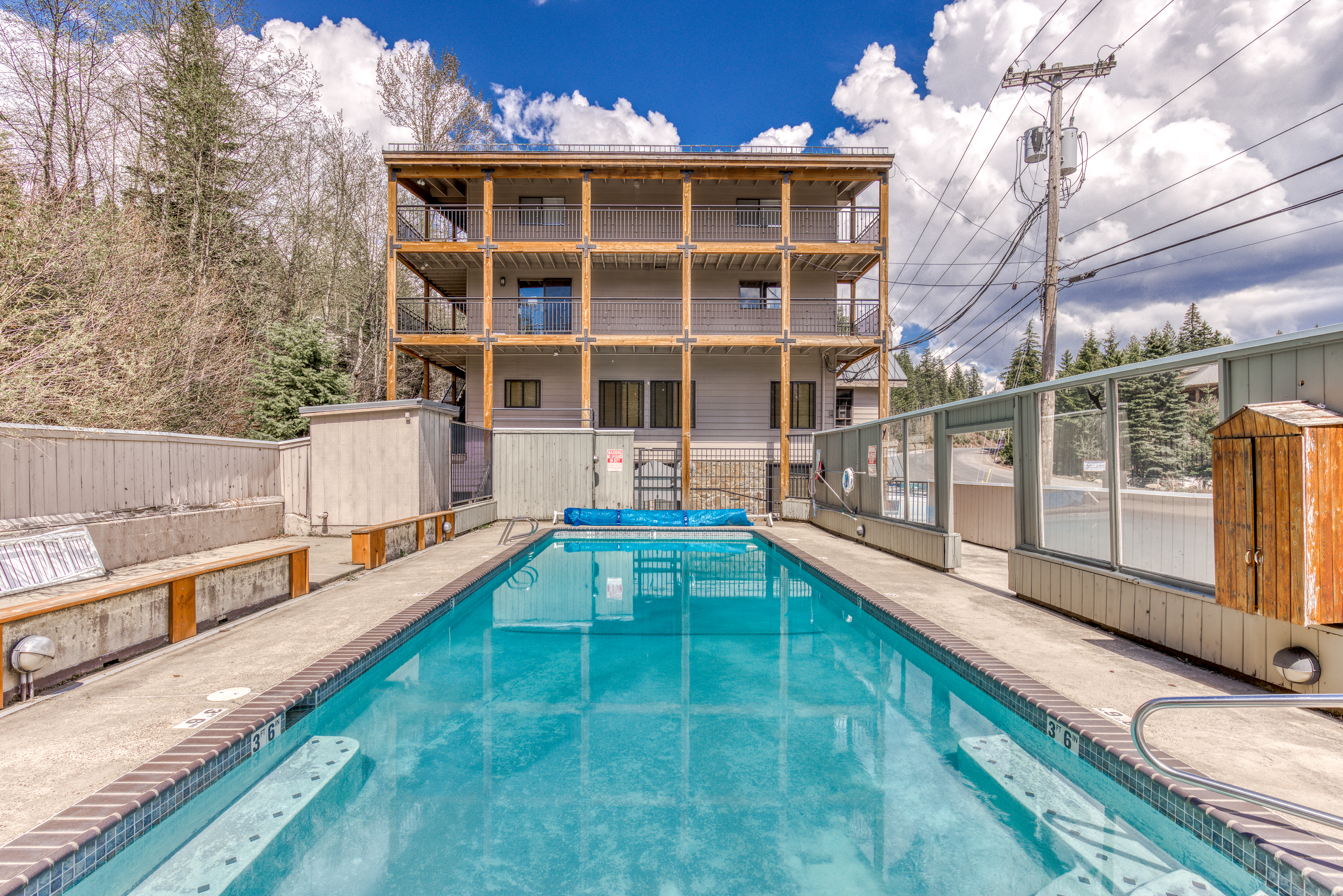 Enjoy a big heated pool after a long day on the slopes
