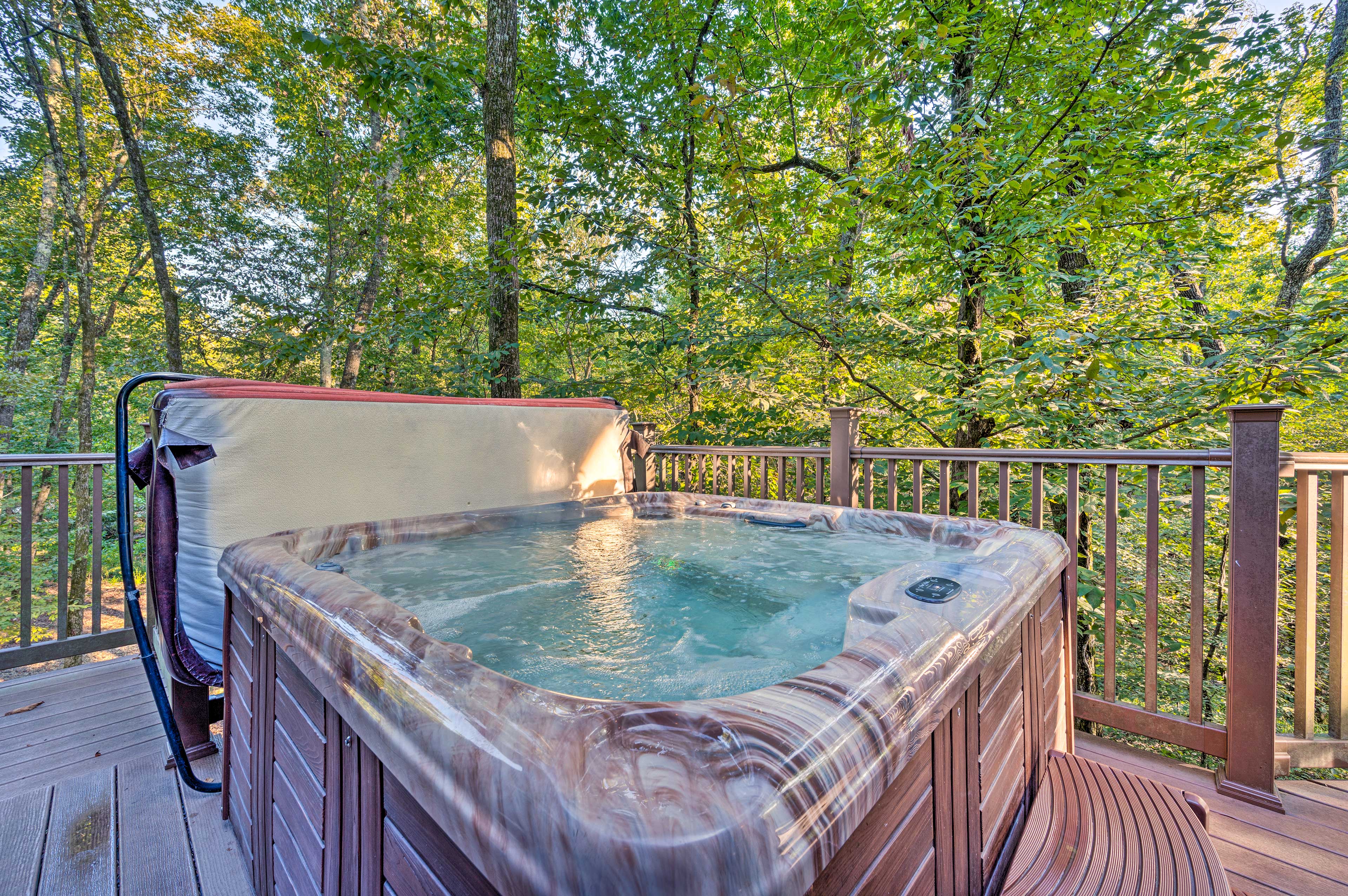 Property Image 2 - Creekside Cabin with Deck, Hot Tub & Fire Pit!