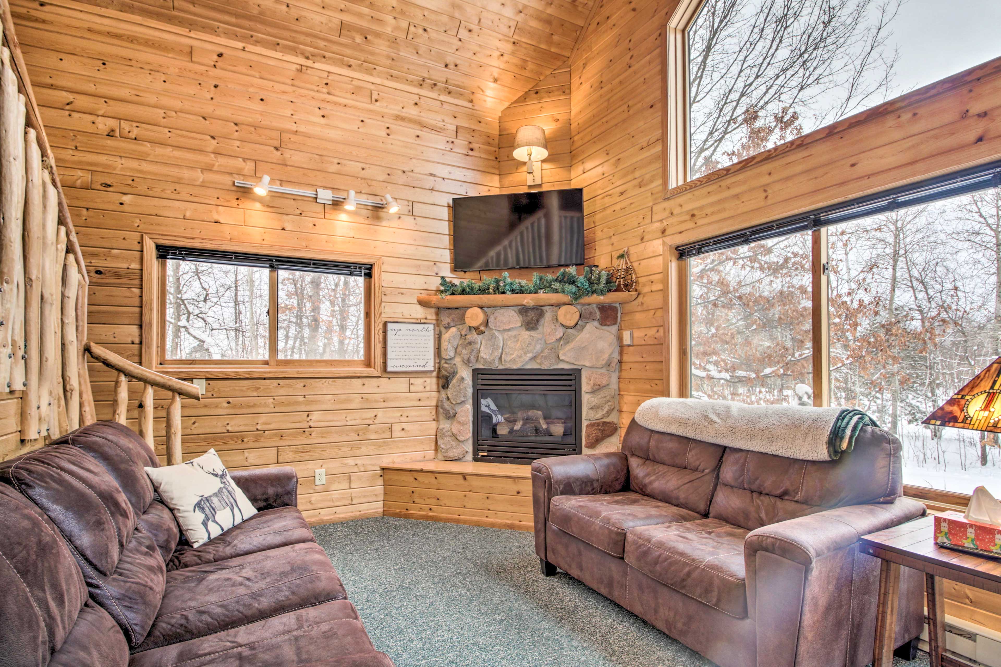 Property Image 2 - Cabin w/ Fireplace < 1 Mile to Lakes + Golf
