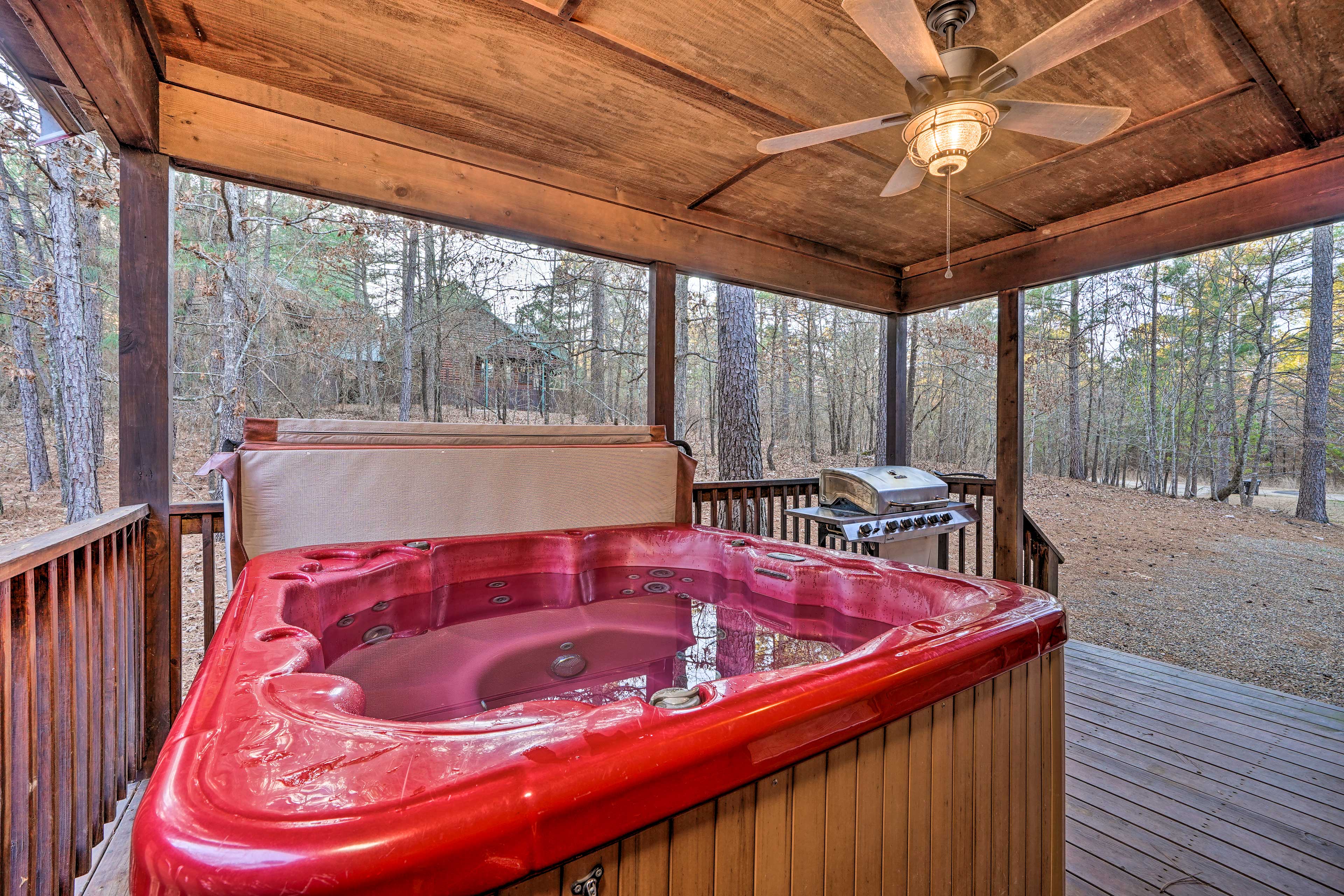 Property Image 2 - Broken Bow Cabin w/ Deck, Hot Tub & Fire Pit!