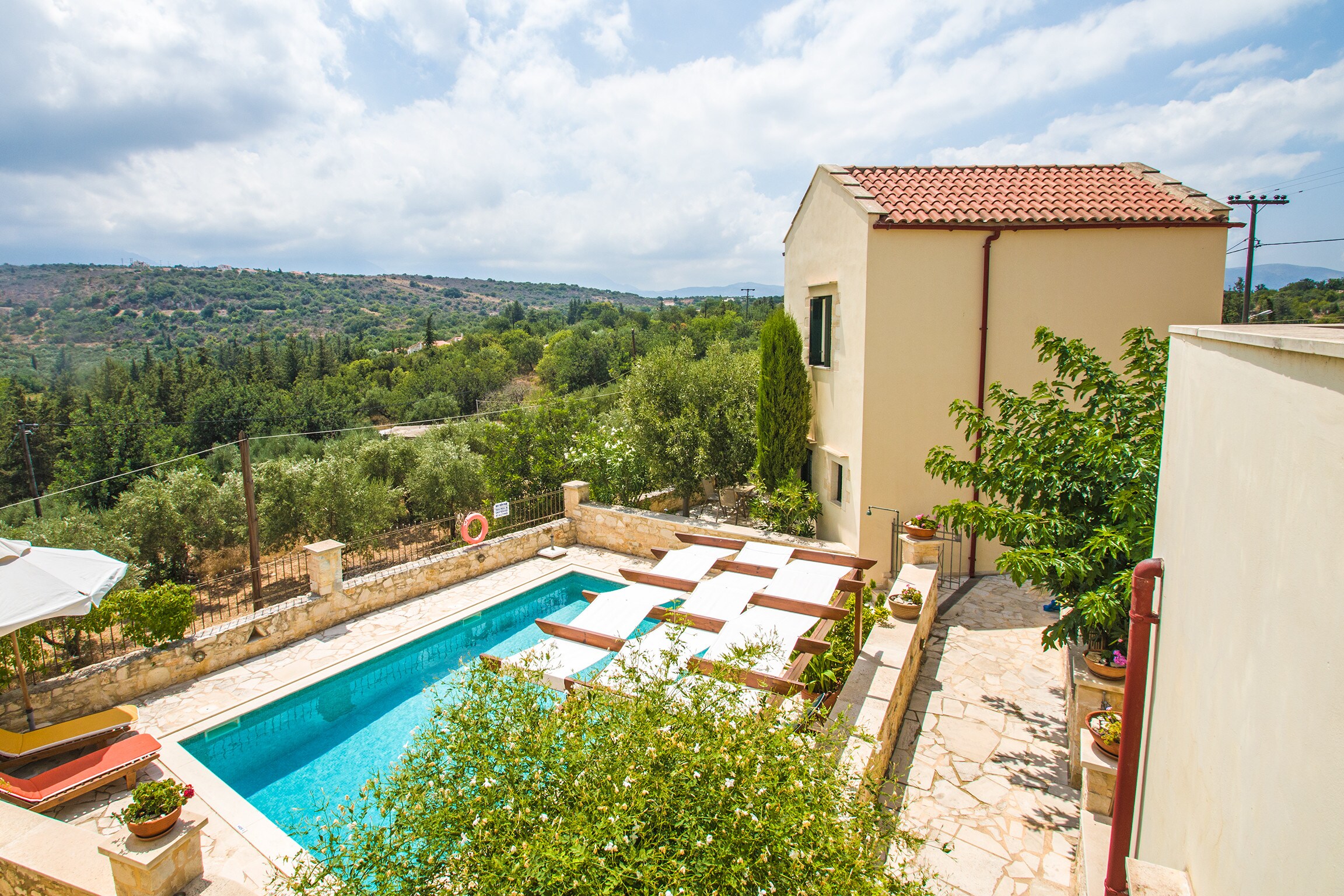 Helianthos villa,exterior and  large pool 