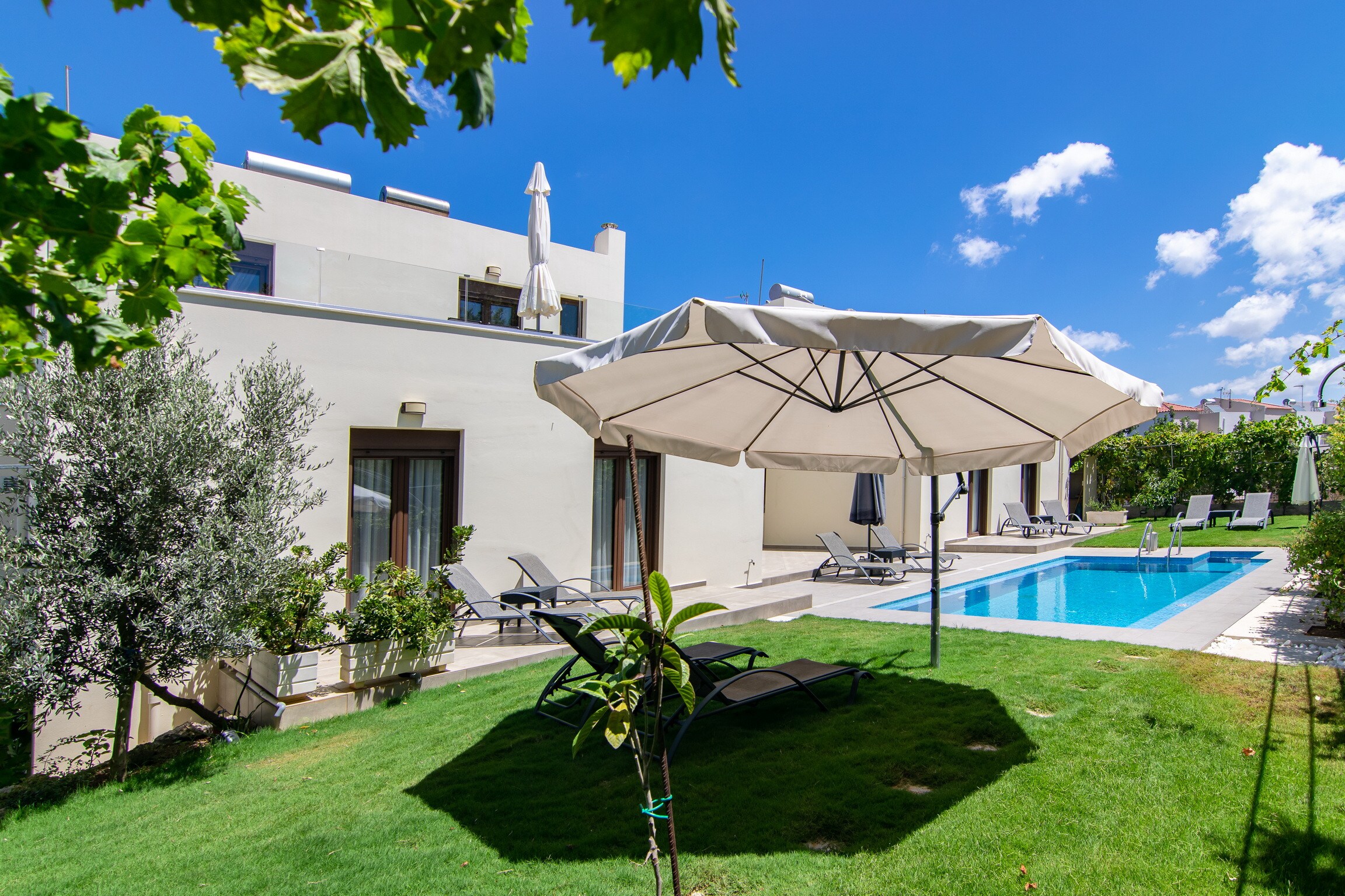 Swimming pool area of Large modern villa,Private Swimming pool,Rethymno,Crete
