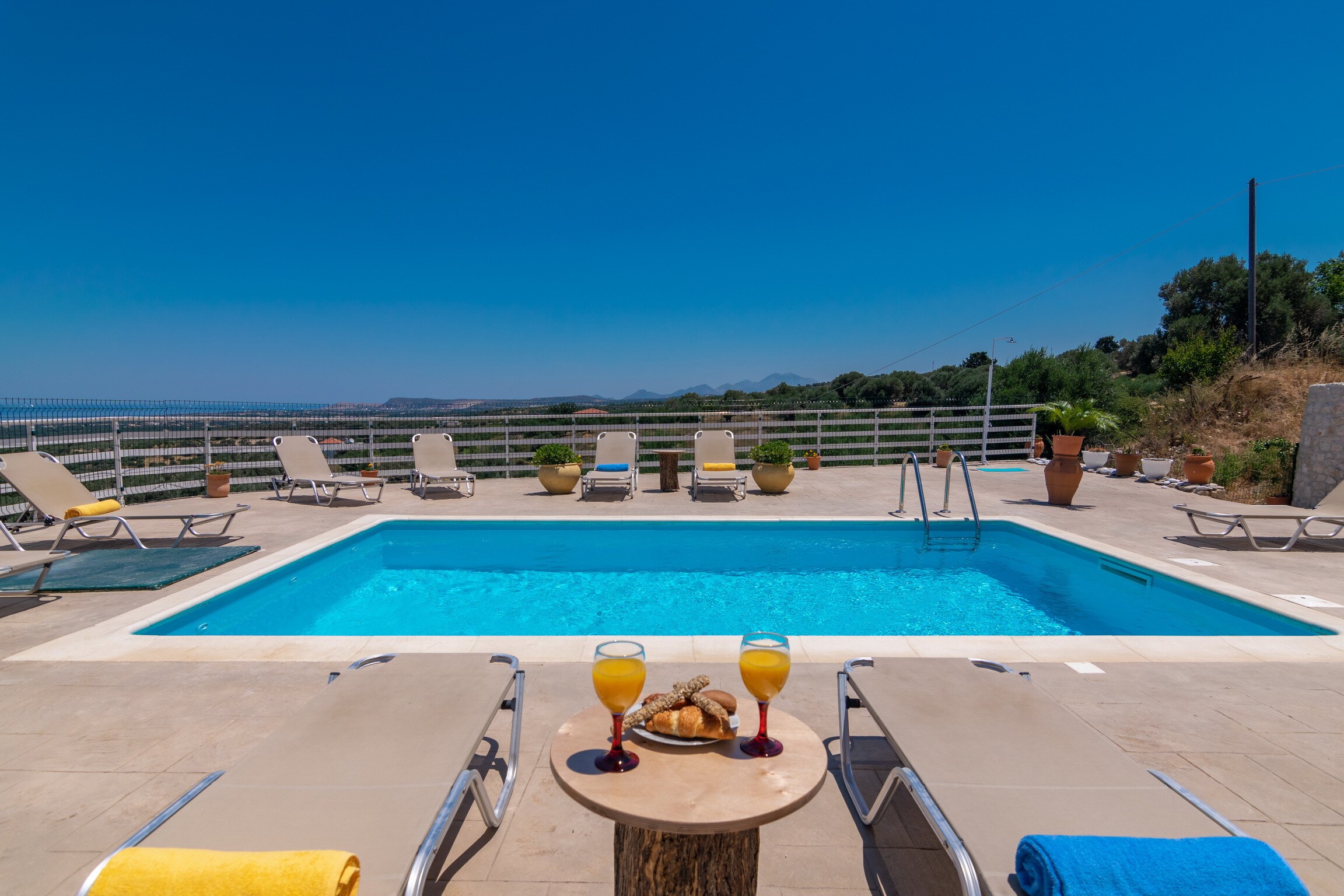 Swimming pool area of Modern villa with unlimited sea views with private pool, Agia Triada, Rethymno,Crete