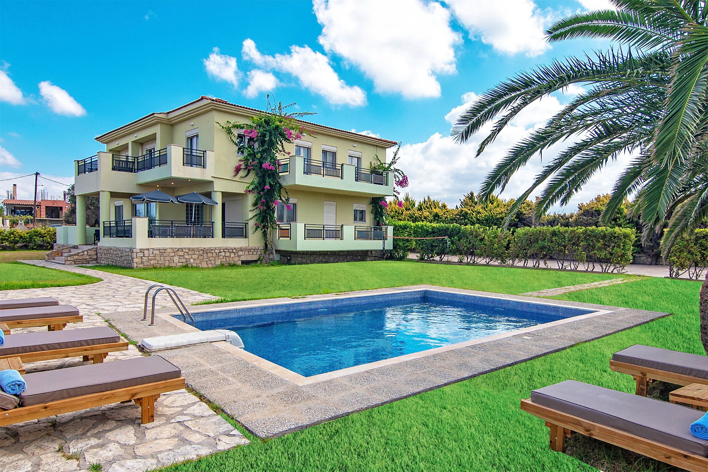 Exterior view & private Swimming pool of Huge 10 guests villa,Private pool,Near beach,taverns,supermarket,Sfakaki,Rethymno,Crete
