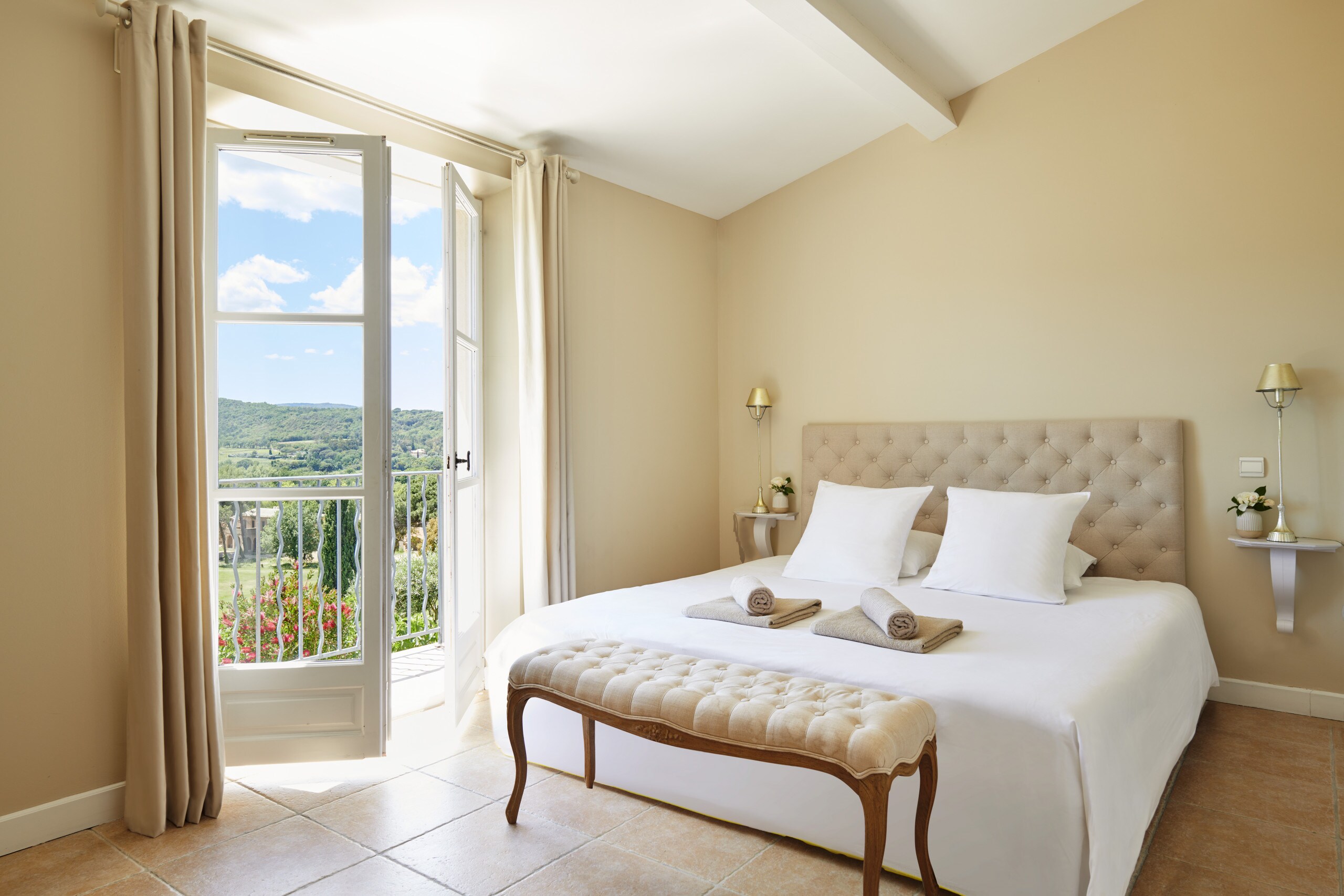 Bedroom with view to golf