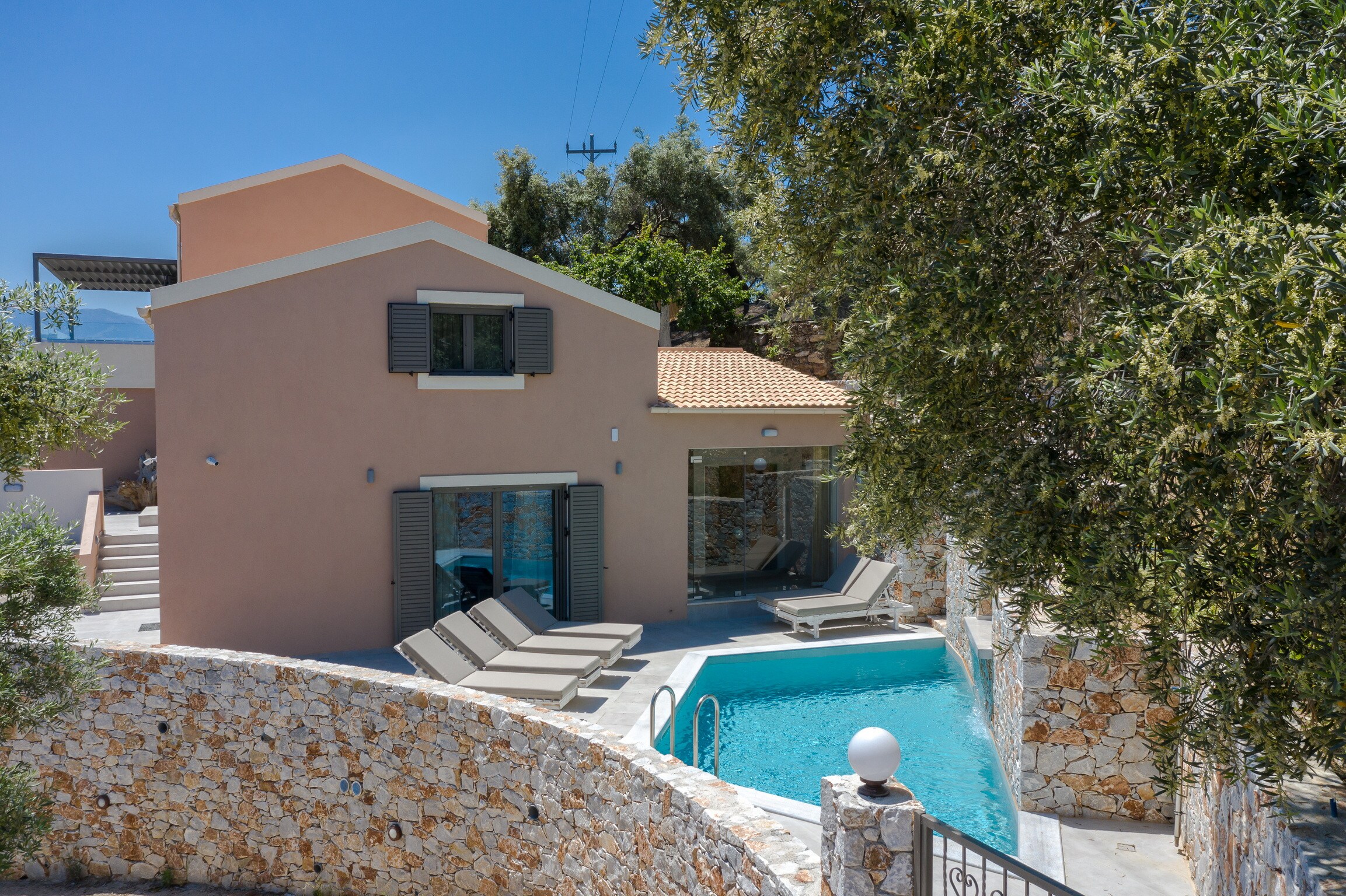 Exterior view of Luxurious villa for 6,Quiet,swimming pool,Sauna,Incredible view,Extra services,Chania,Crete