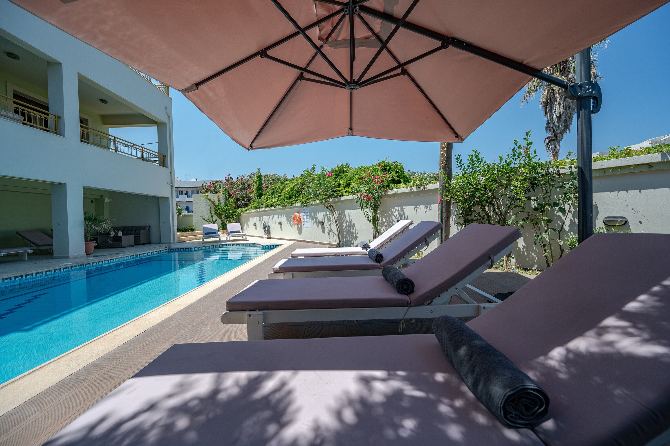 Swimming pool area of  BeachVilla,13 guests,Private pool,Playroom,Near beach & taverns,Rethymno