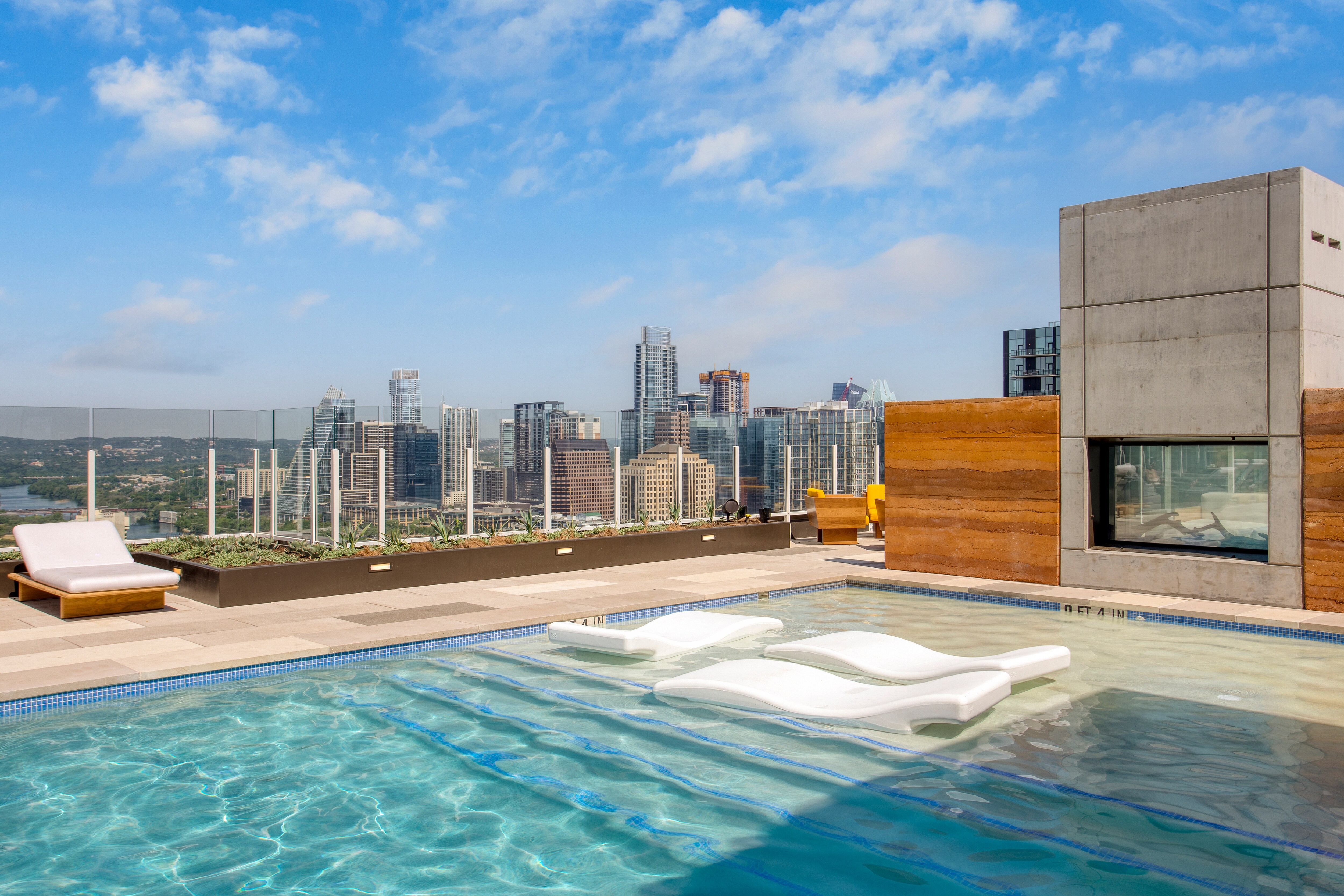 Shared pool on the rooftop is available for guest use.