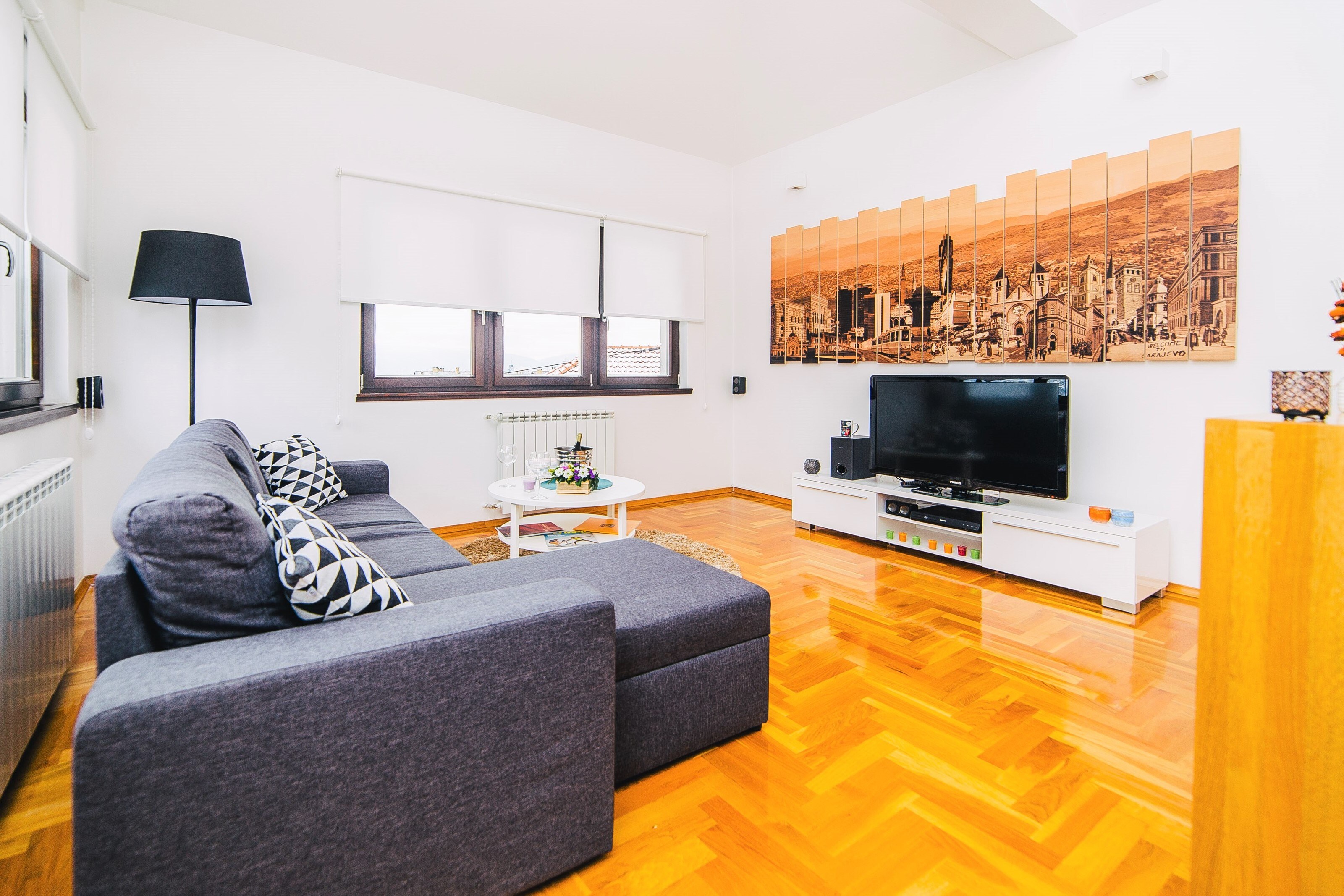 The bright and modern living room area