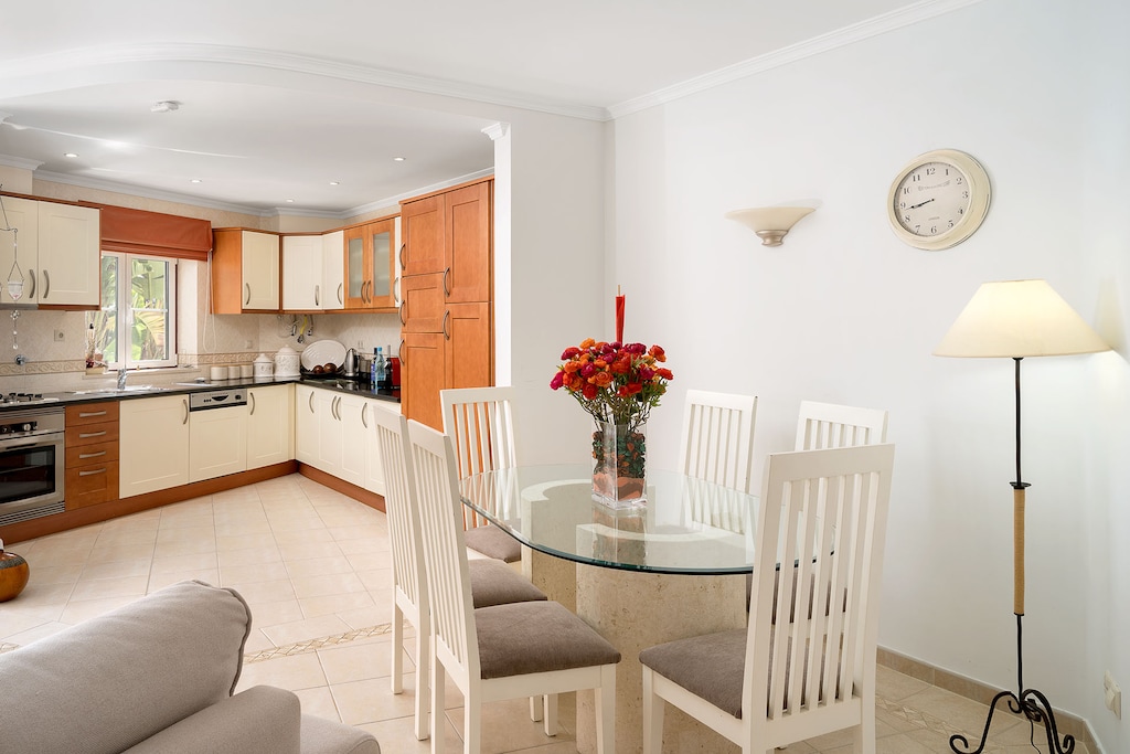 Dining table and kitchen