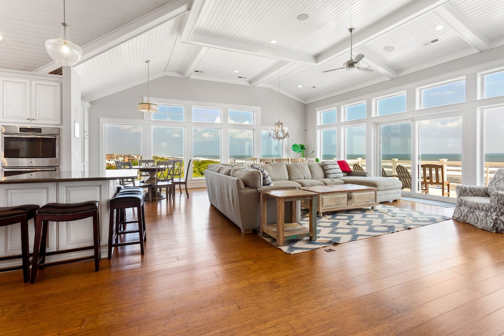 Unwind in the spacious, open Living Area with ocean views.