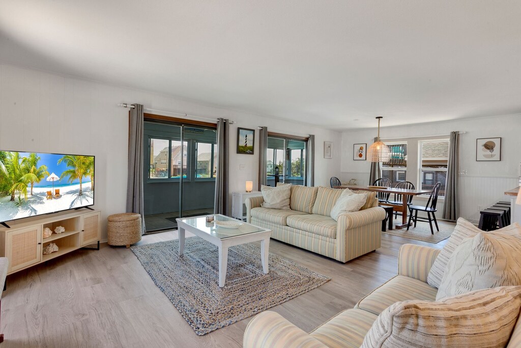 Relax in the spacious Living Area with a Flat Screen TV!