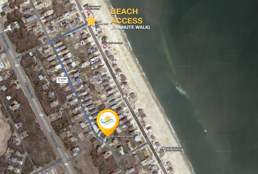 Only a 6-minute walk to the closest beach access to sink your toes in the sand!