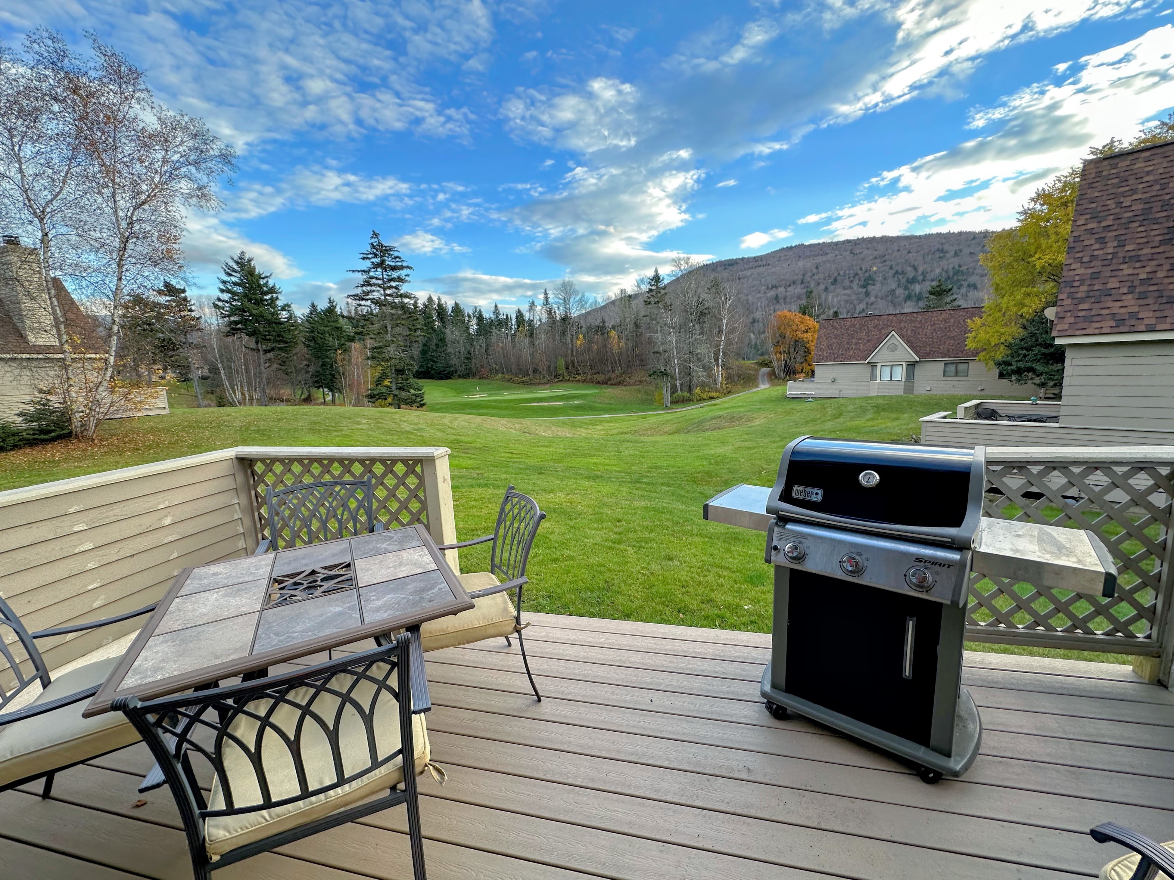 Located right on the course, this home sits in a lovely mountain setting with a lovely back patio to enjoy it from.