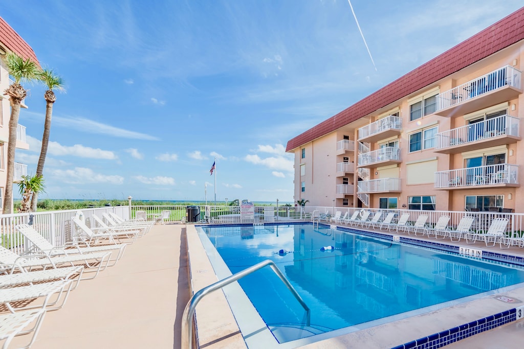 Oceanfront heated pool.