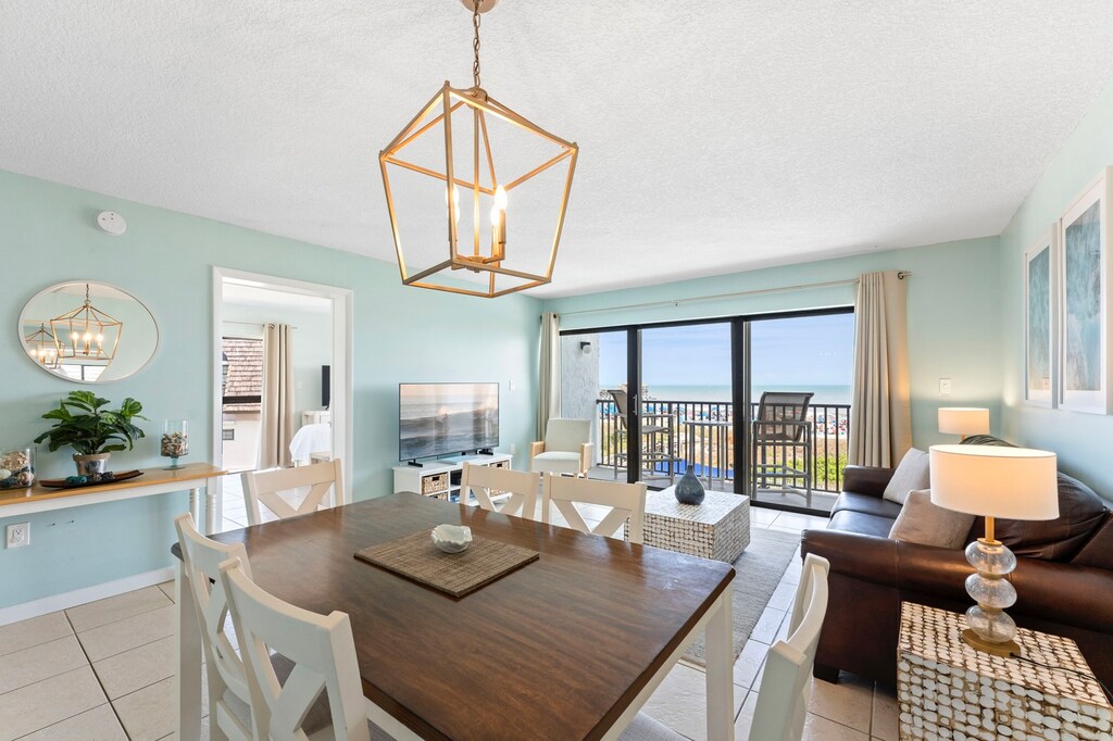 Dining area and living room with elegant decor