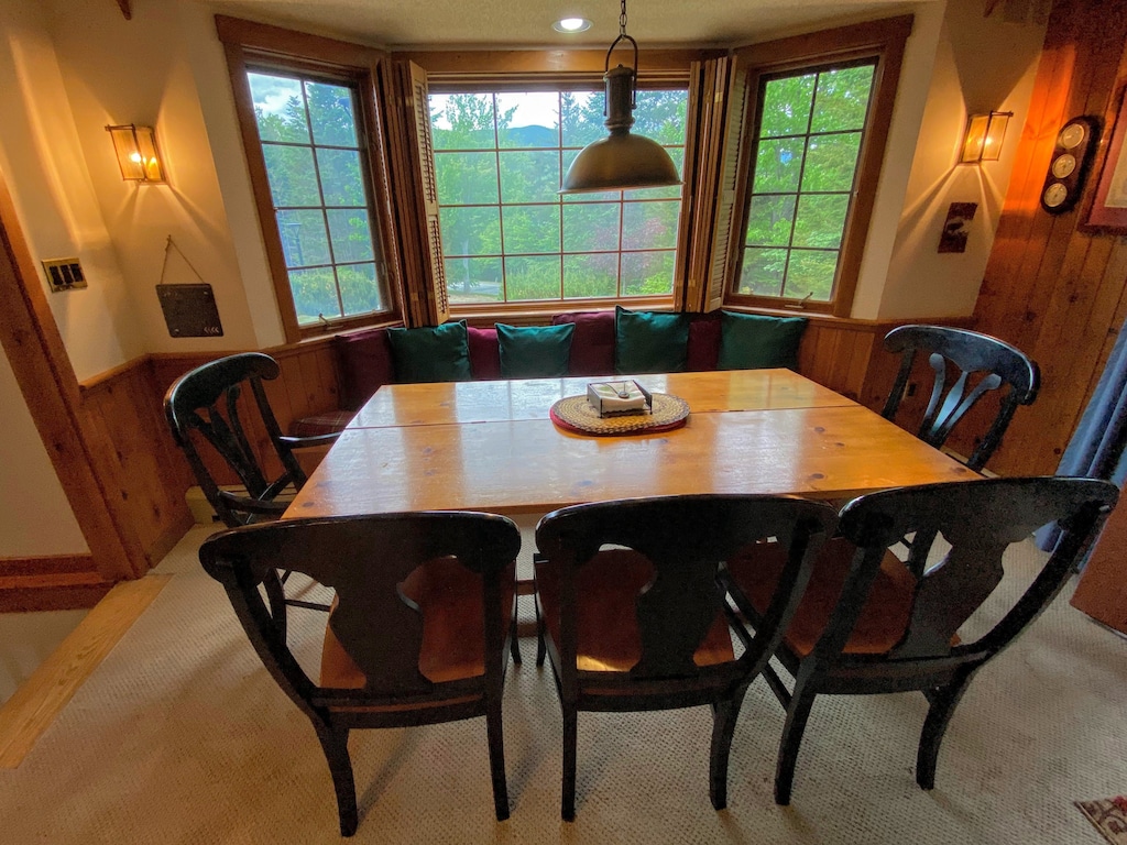 Dining area with mountain views
