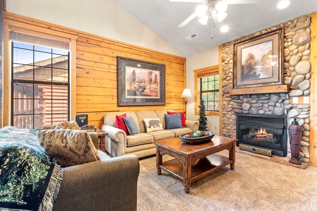 Living Room with Seasonal Fireplace