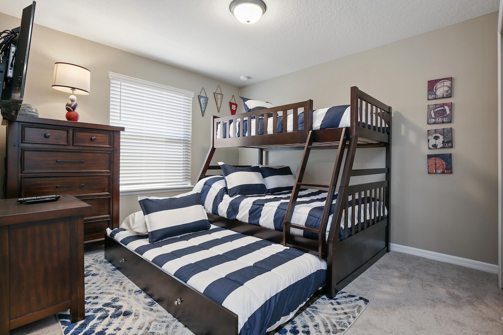 Fun 3 bunk bed with flat screen TV