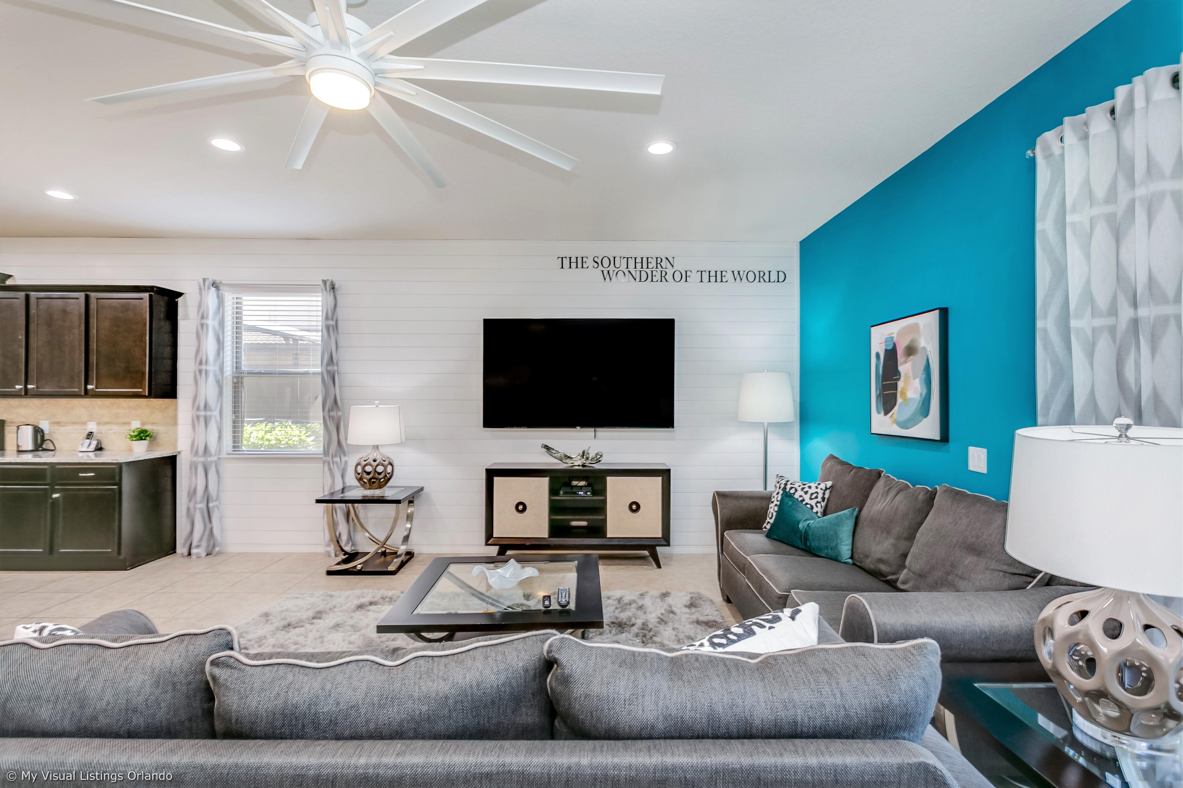 Beautiful living room area with flat screen TV