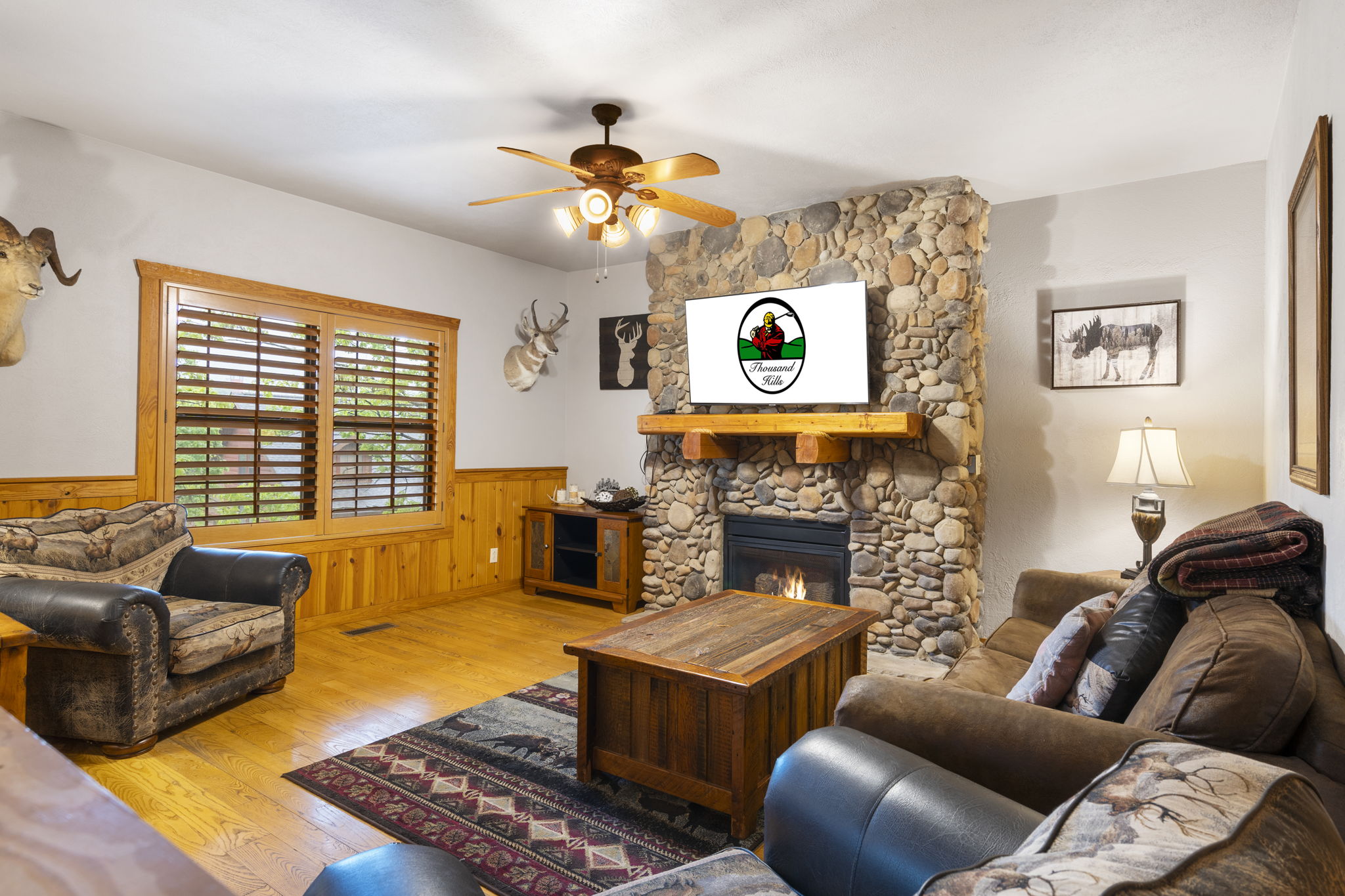 Living Room with Cable TV, Seasonal Gas Fireplace, and Air Mattress Living Room with Cable TV, Seasonal Gas Fireplace, and Air Mattress