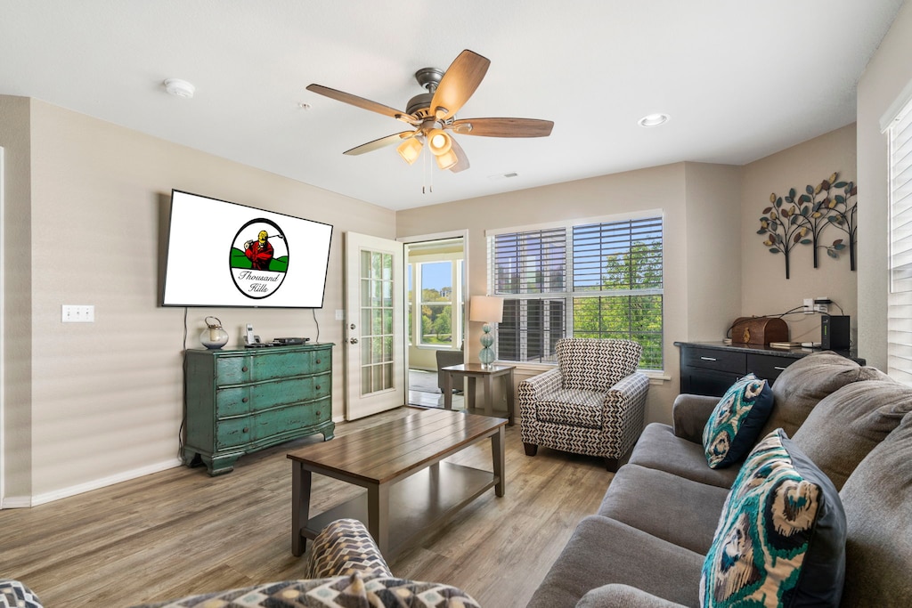 Living Room with Sunroom Access, Cable and Flatscreen TV