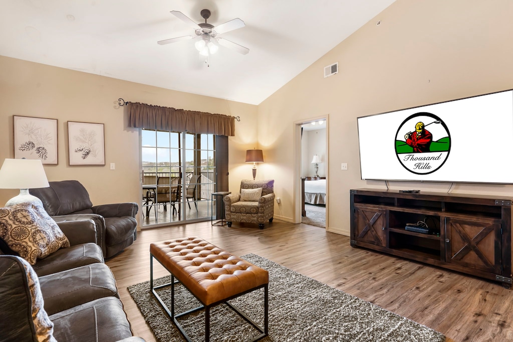 Living Area with Patio Access, Cable and Flatscreen TV