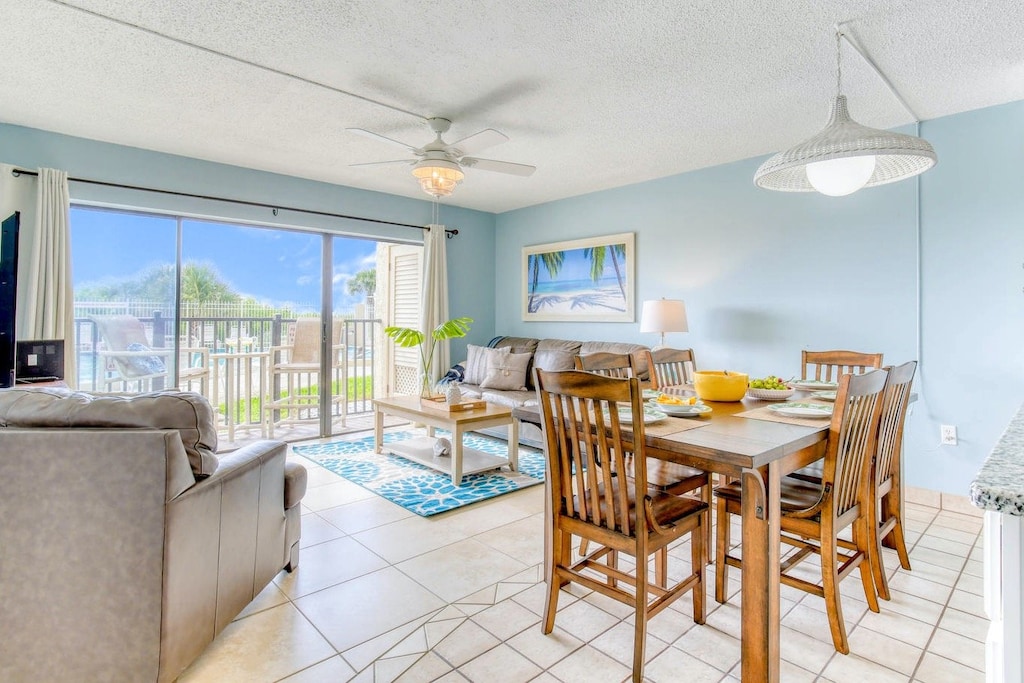 Spacious dining area with seating for six, perfect for family meals