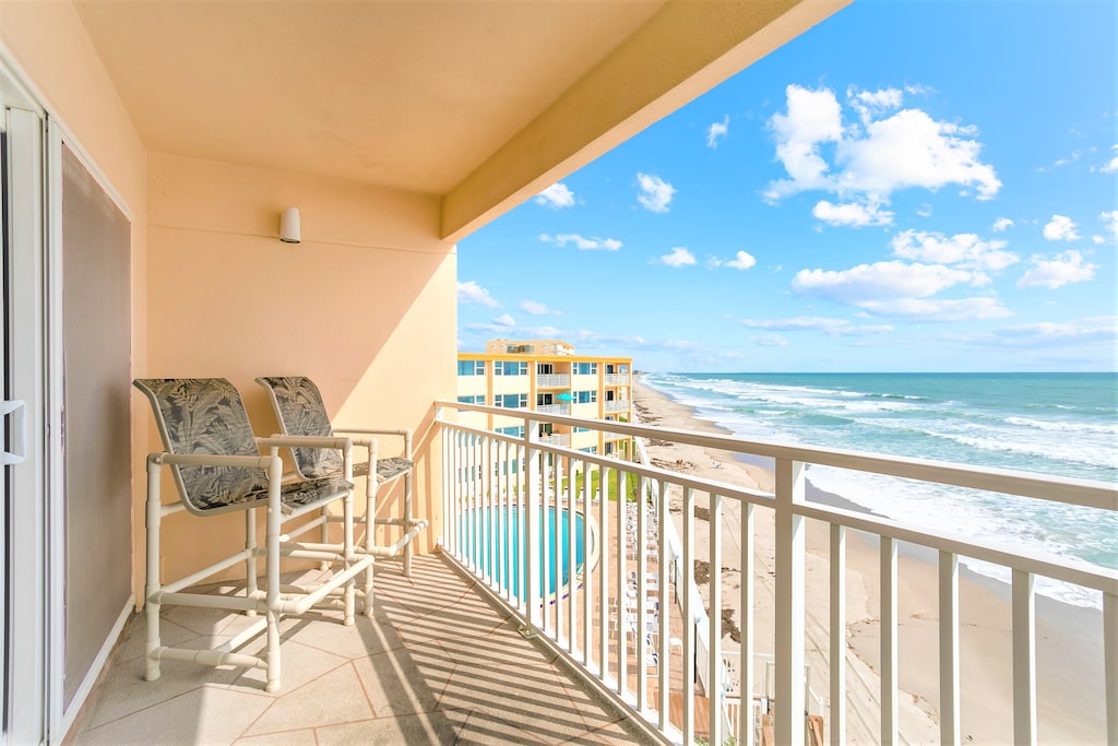 Ocean views facing north and east from the balcony off of the living room