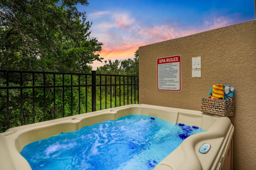 Enjoy stunning Florida sunsets from your private balcony, complete with a relaxing hot tub.