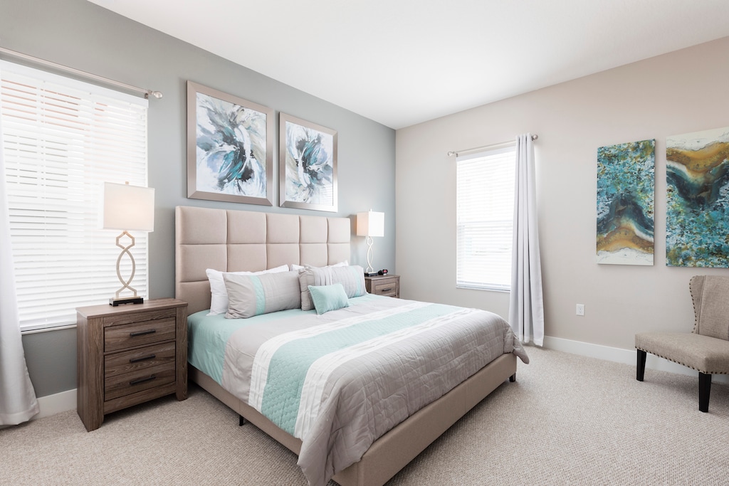 Rest in our High Quality beds, right after a long day in the parks! (which are really close to our home!)