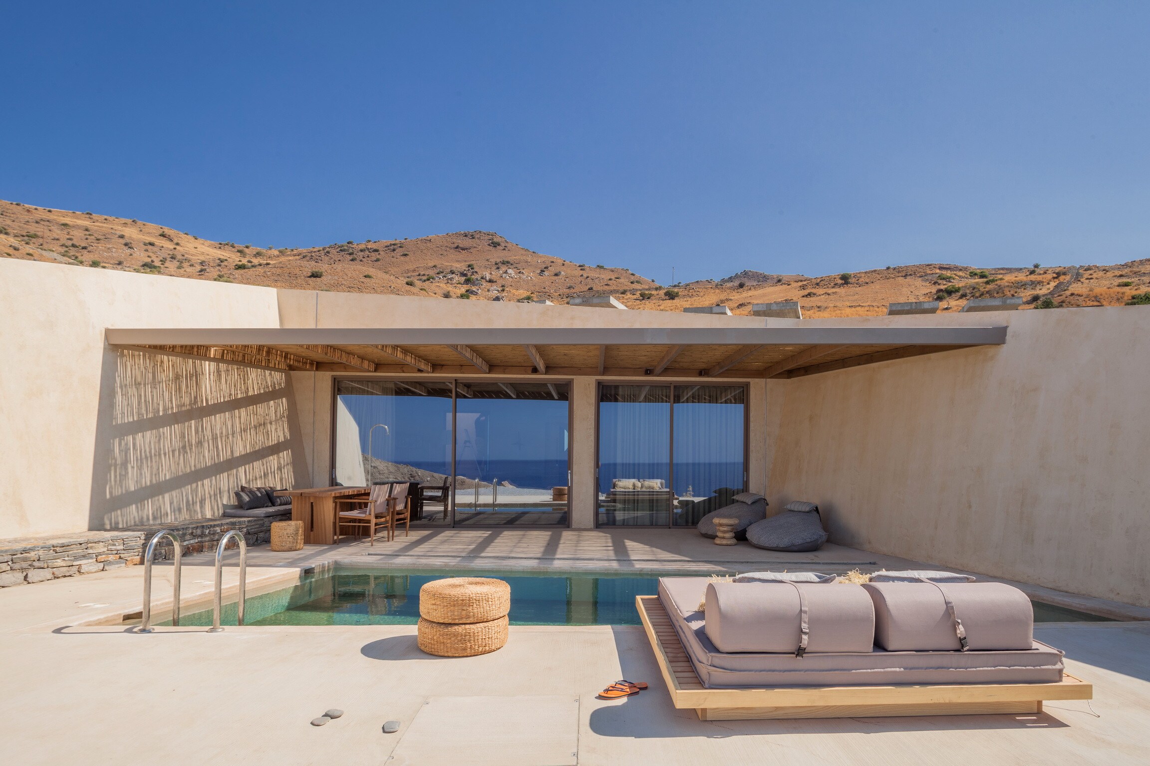 Exterior view & private Swimming pool of Beach villa,Heated pool,Incredible view,Agios Pavlos,Crete