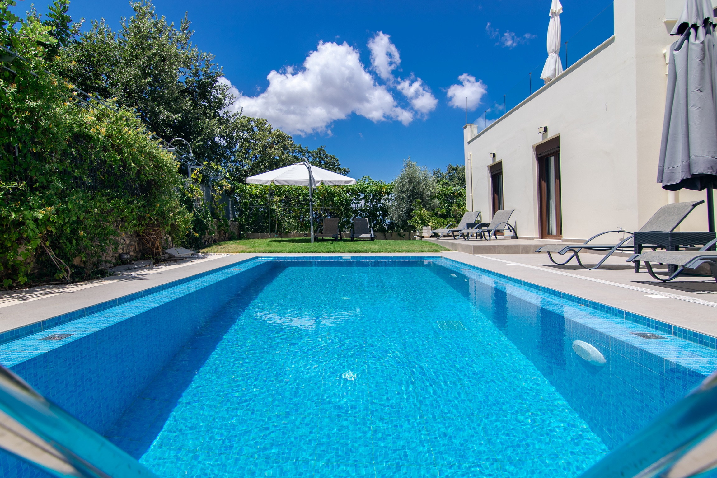 Swimming pool area of Large modern villa,Private Swimming pool,Rethymno,Crete