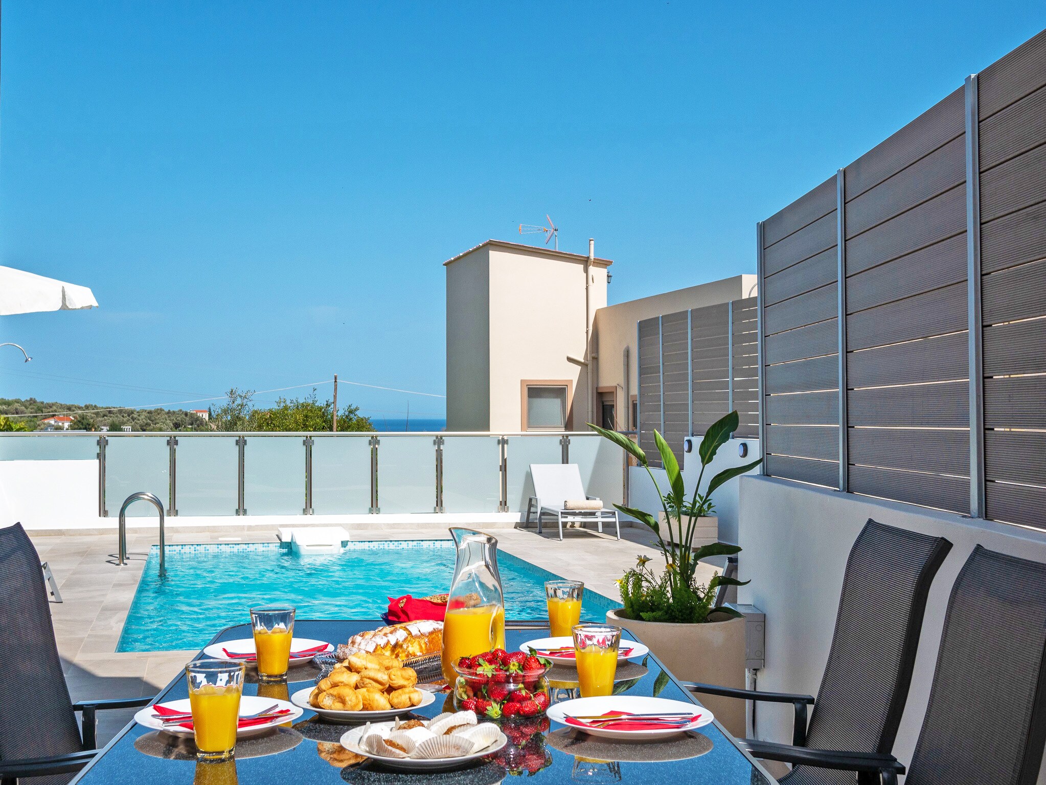 Swimming pool area of NewBuilt villa,Full facilities,Near all amenities,Adele,Rethymno,Crete