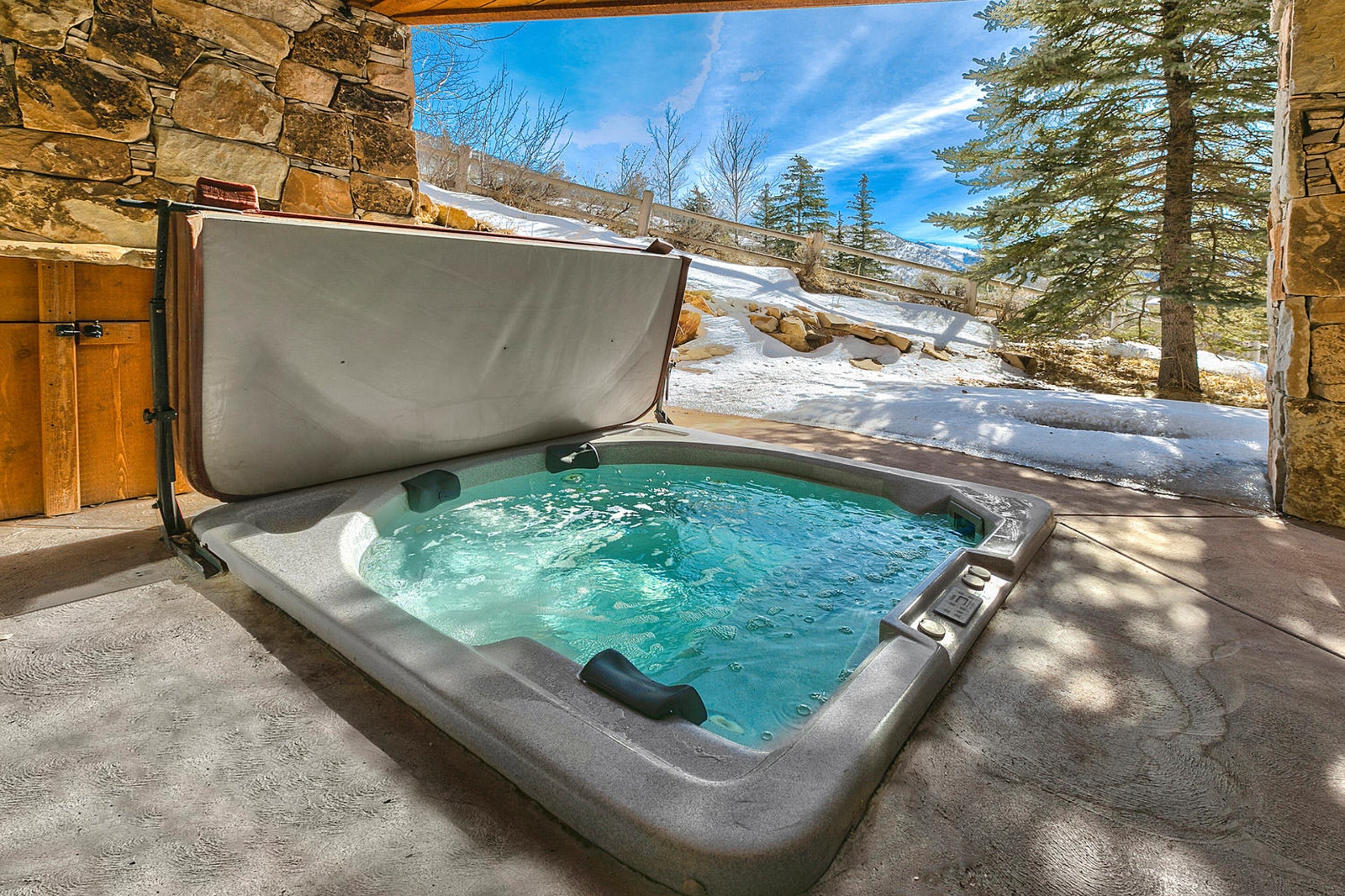 Hot tub's ready after a day on the slopes.