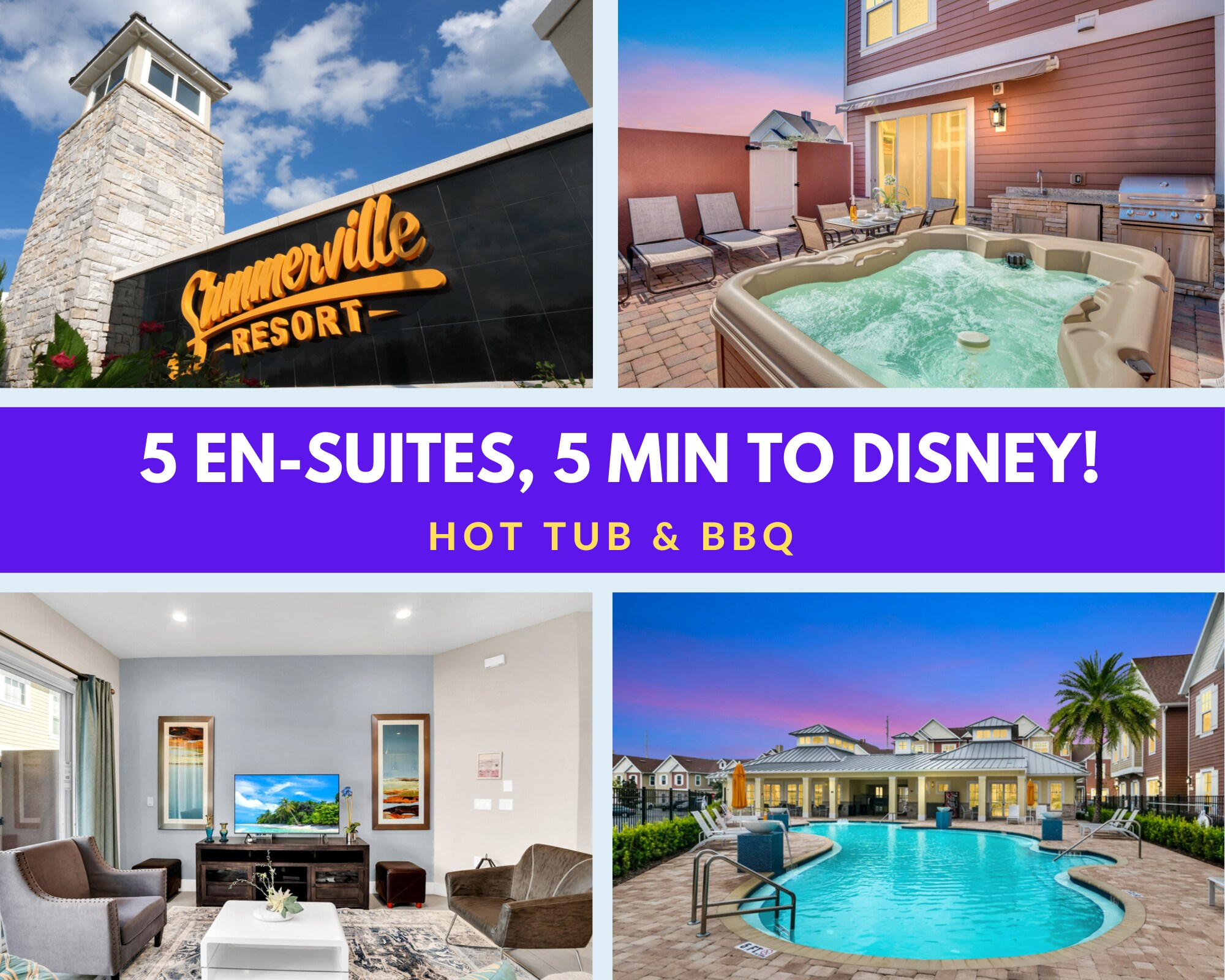 Property Image 1 - 5 BR 6 BA Villa 5min - Disneyworld | Hot Tub & BBQ