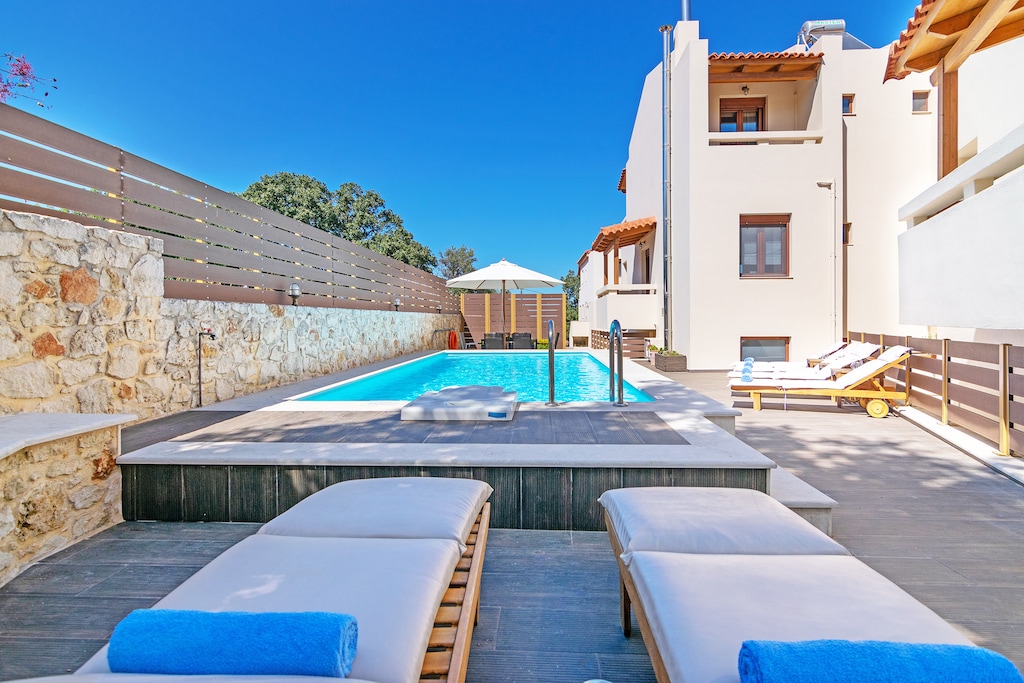 Swimming pool area of All Season Villa in Rethymno, Crete