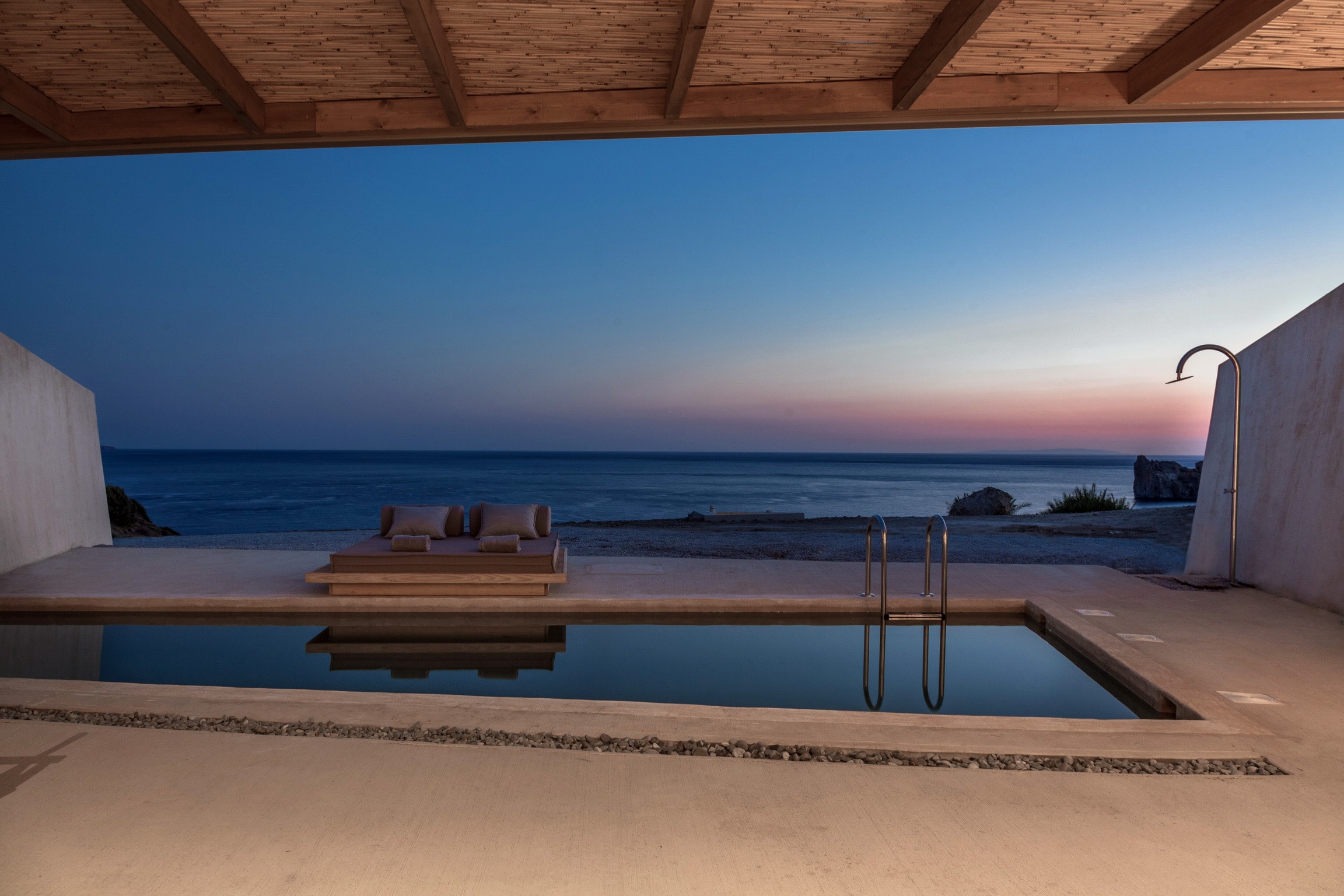 Swimming pool area and sunset view of Beach villa,Heated pool,Incredible view,Agios Pavlos,Crete